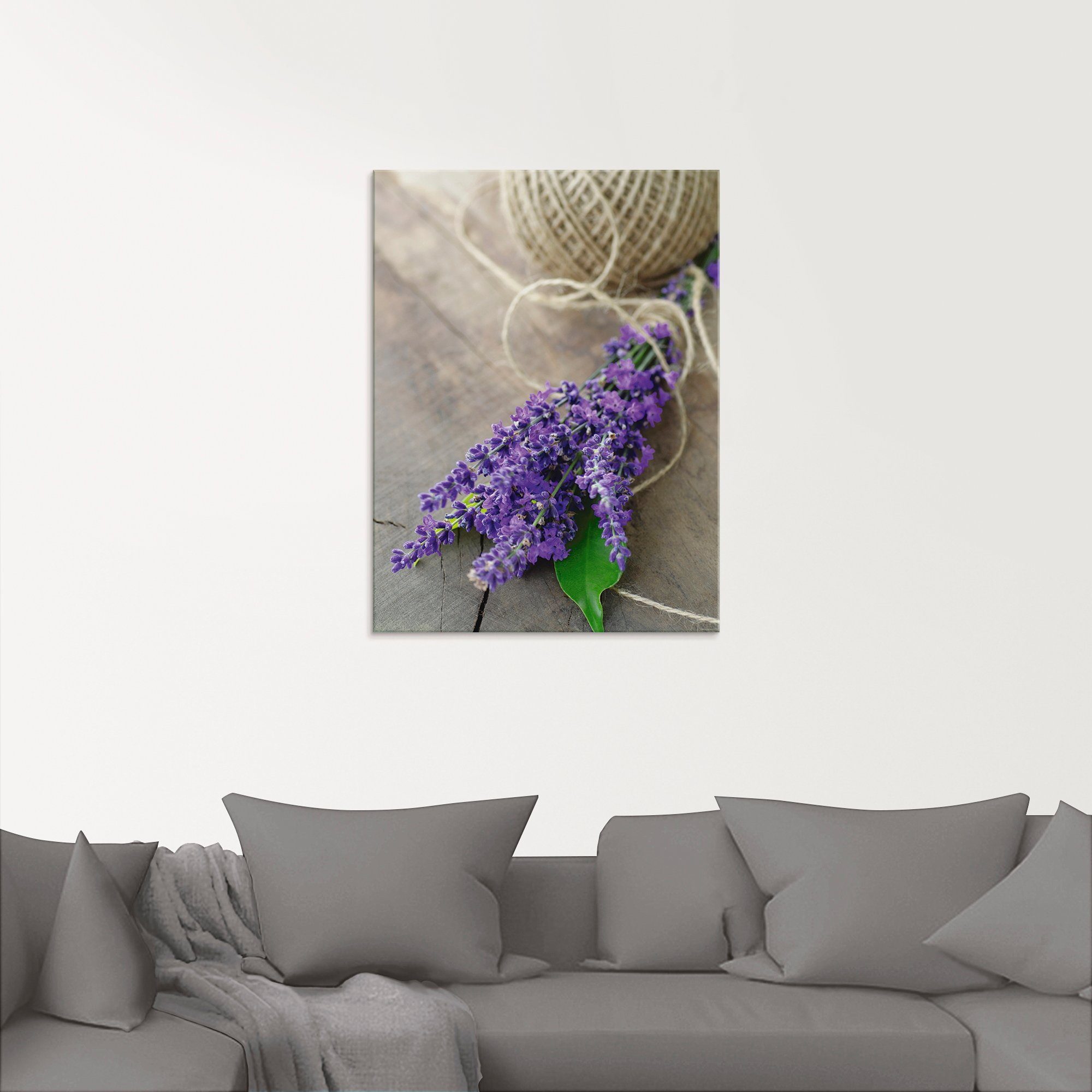 Artland Print op glas Lavendel Struisvogel in verschillende maten