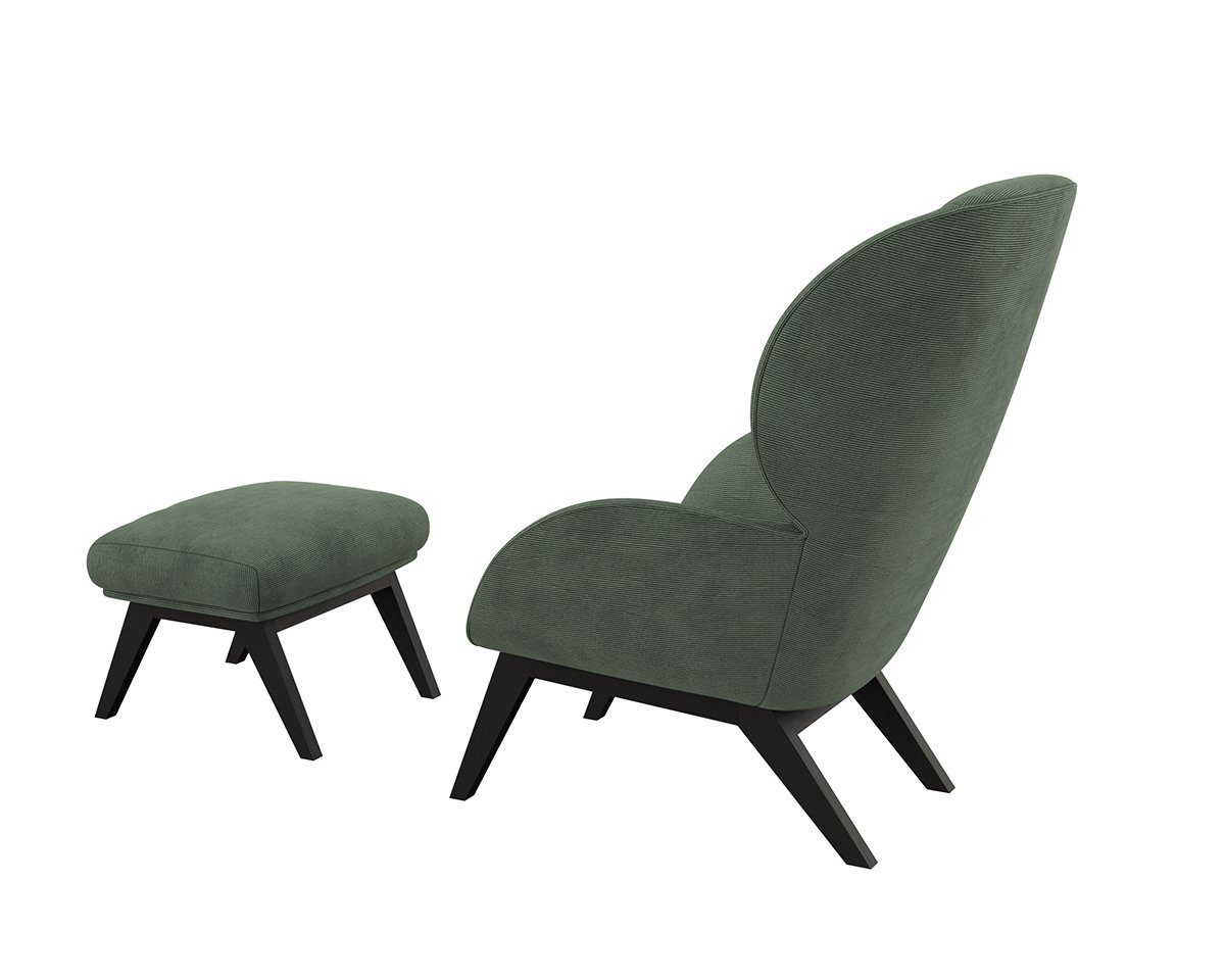 FLEXLUX Oorfauteuil Adria designstoel, loungestoel, Stijl & comfort, organische vorm, zwarte houten voet