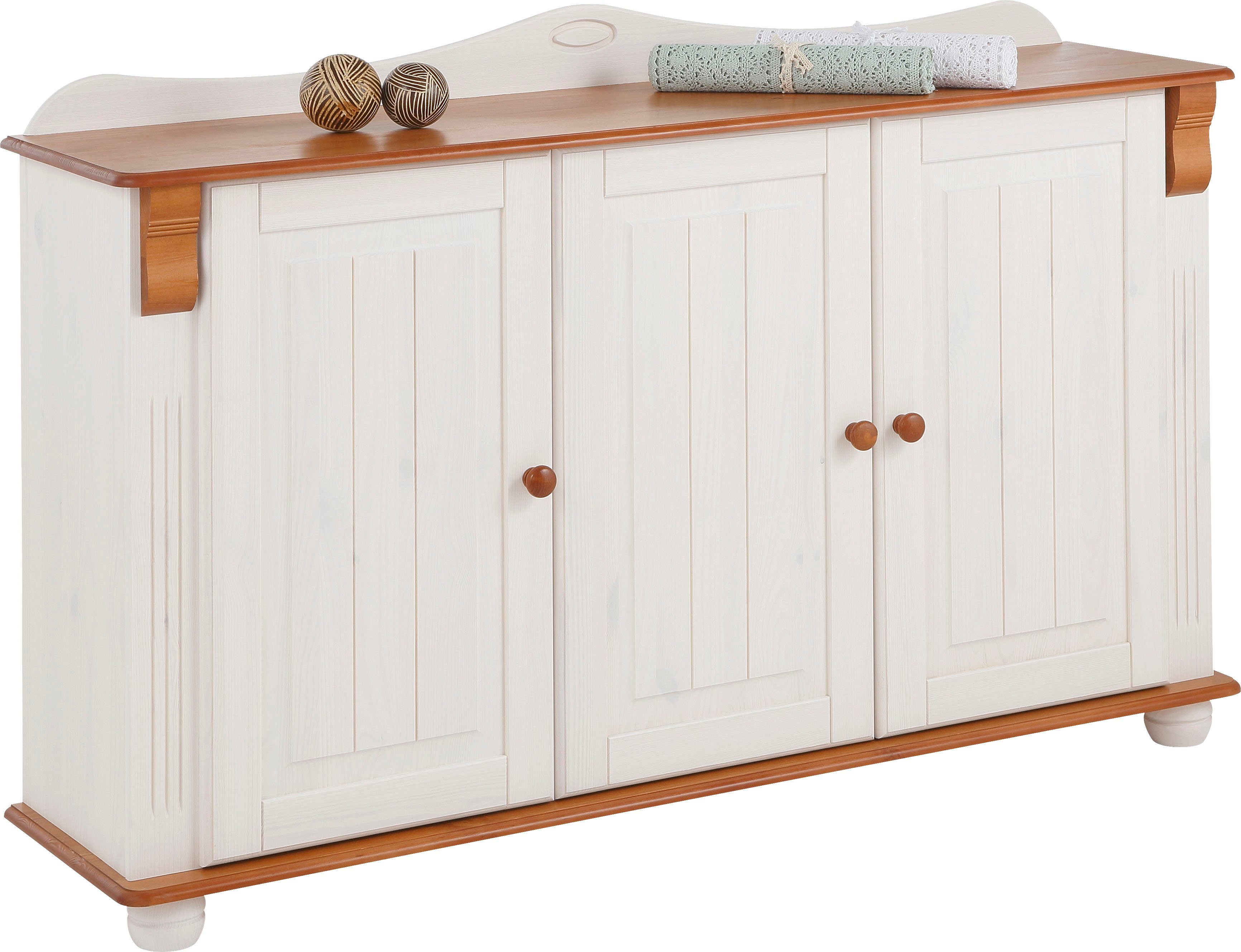 Home affaire Dressoir ADELE Commode, 3-deurs, breedte 130 cm, van massief dennenhout, FSC®