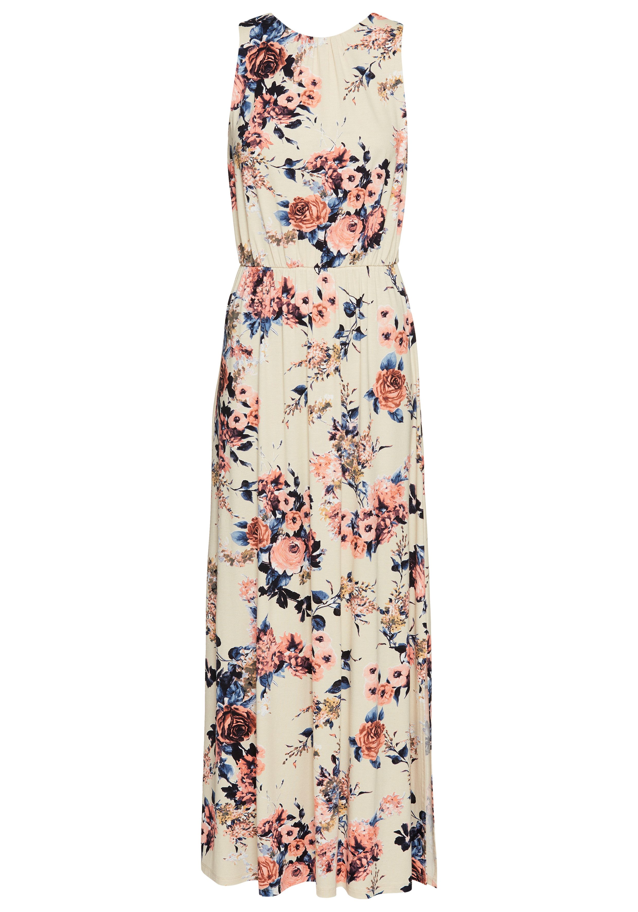 Laura Scott Zomerjurk met hoge ronde hals voor en diepe hals achter, maxijurk - nieuwe collectie