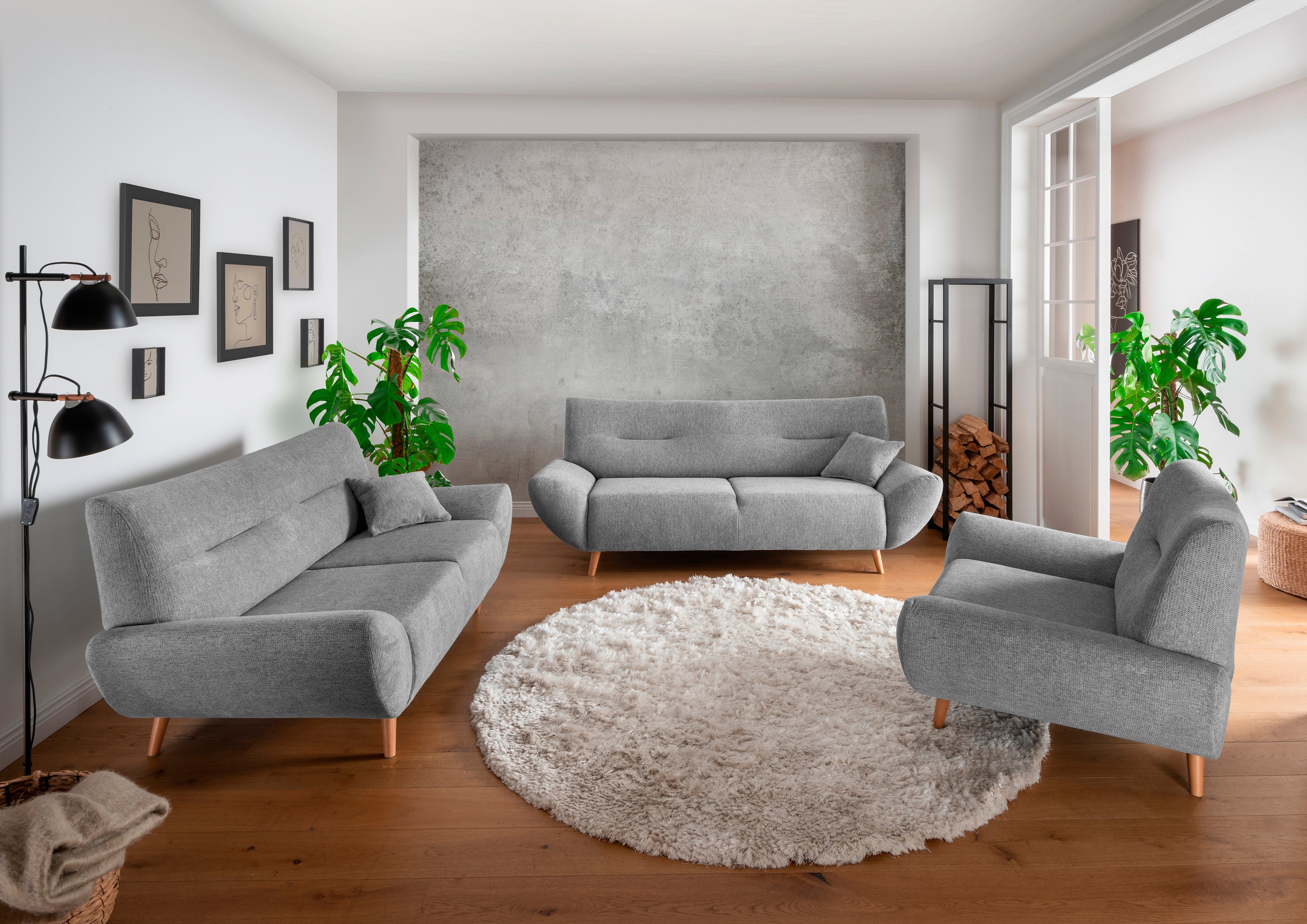 INOSIGN 2-zitsbank Drago elegant en tijdloos, comfortabel, houten voet
