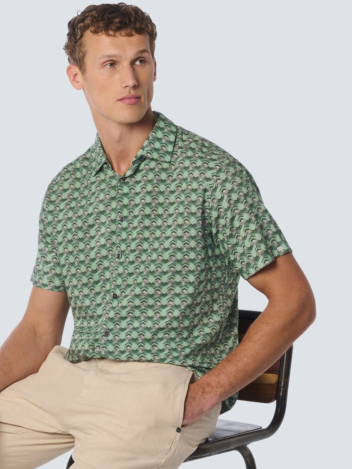 NO EXCESS Overhemd met korte mouwen met minimale print