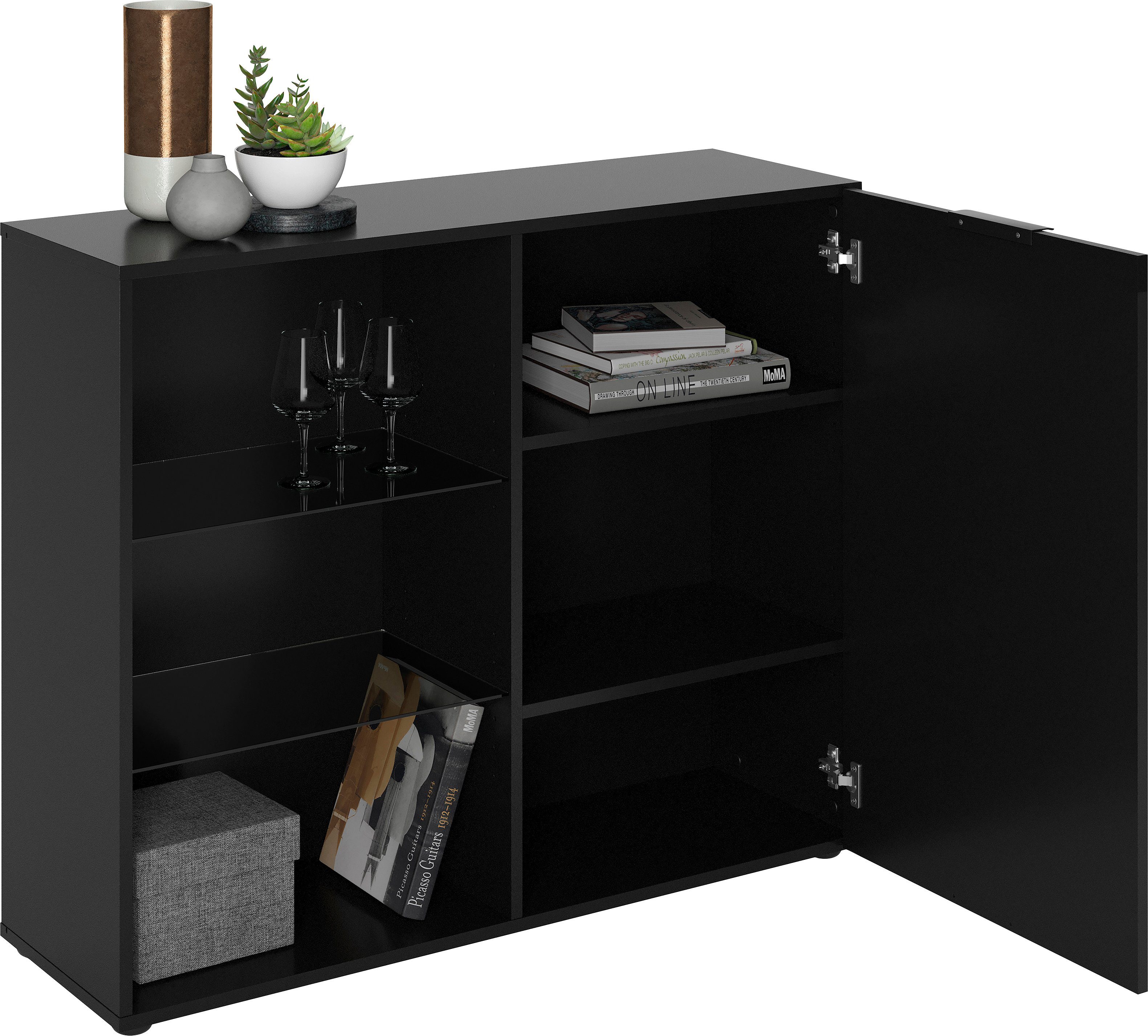 FMD Staande vitrinekast Dark Breedte 99,1 cm