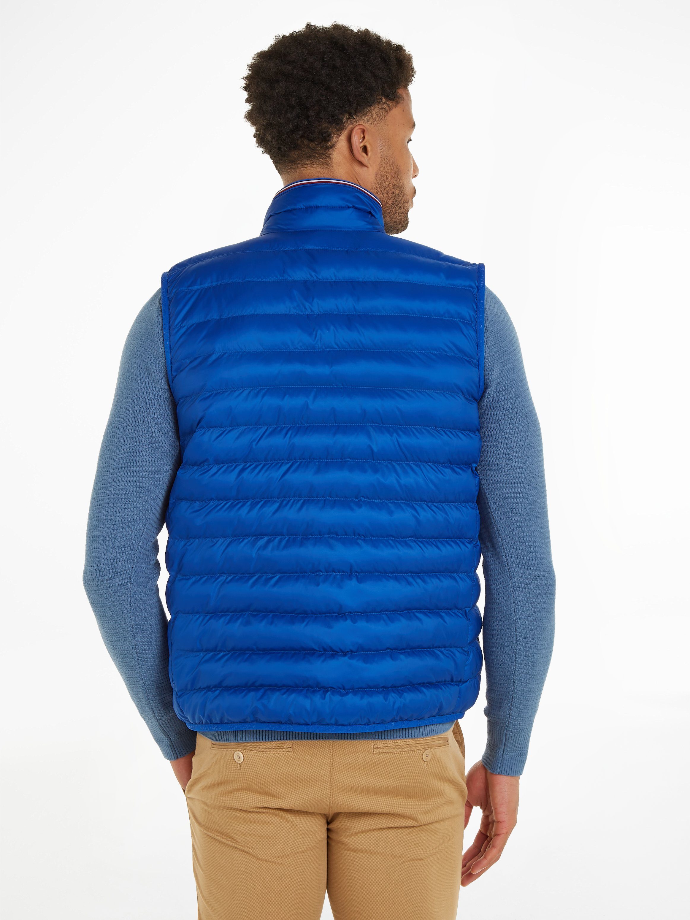 tommy hilfiger bodywarmer packable recycled vest met tommy hilfiger logoborduursel blauw