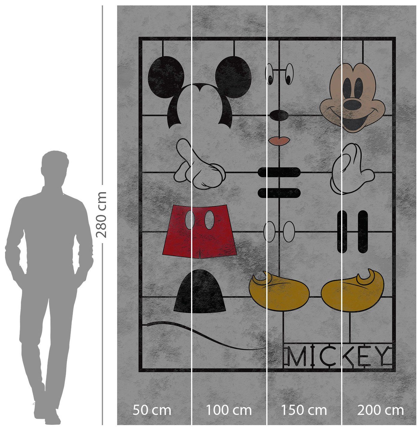Komar Vliesbehang Digitale print vlies - Mickey Kit - Afmeting 200 x 280 cm