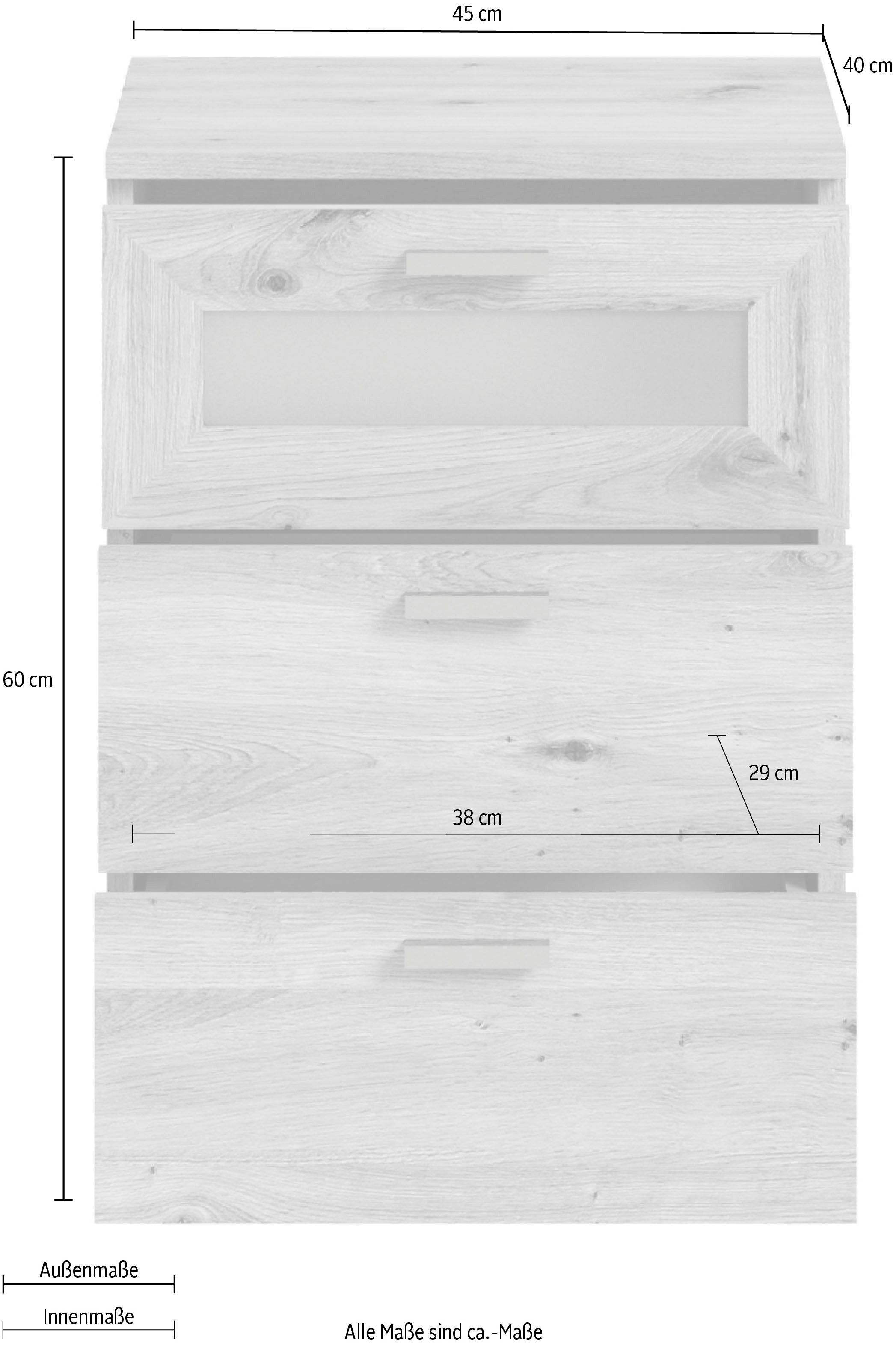 INOSIGN Nachtkastje Onex, breedte 45 cm, met glazen front in de lade, veelzijdig inzetbaar