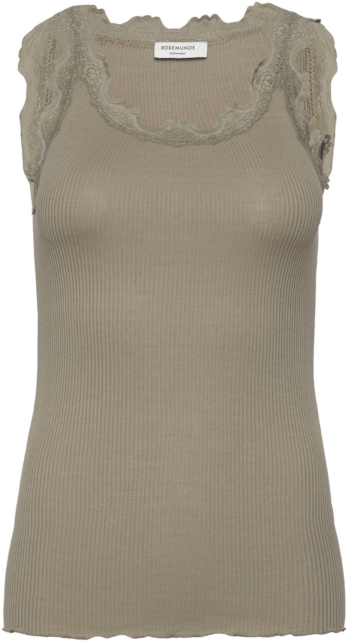 rosemunde Tanktop Babette Silk Top prachtige vintage kantafwerking aan hals en bandjes