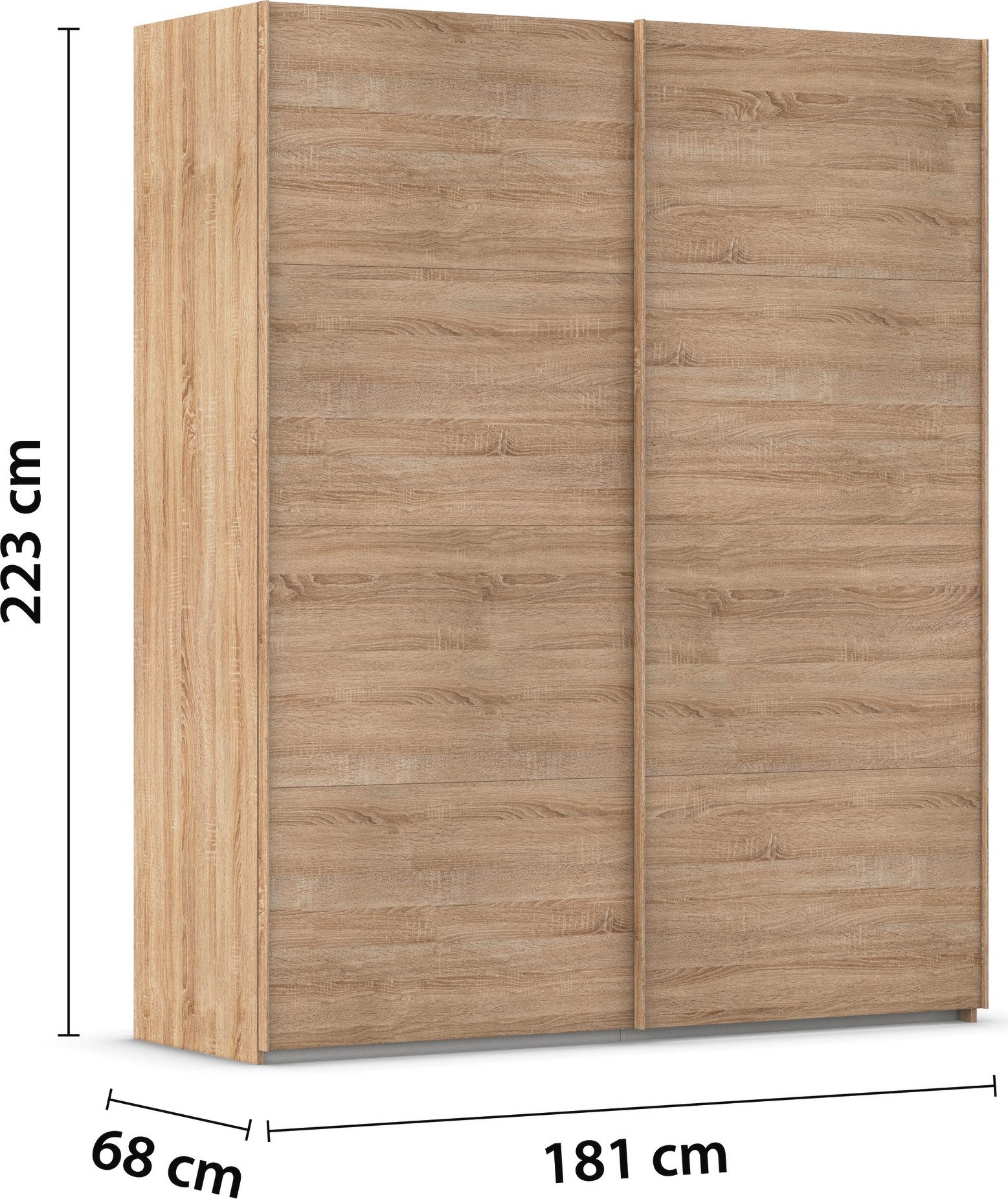 rauch Schuifdeurkast Kledingkast Kast Garderobe Slaapkamerkast EVELYN in elegante stijl, in 5 breedtes, handgrepen in corpuskleur made in germany