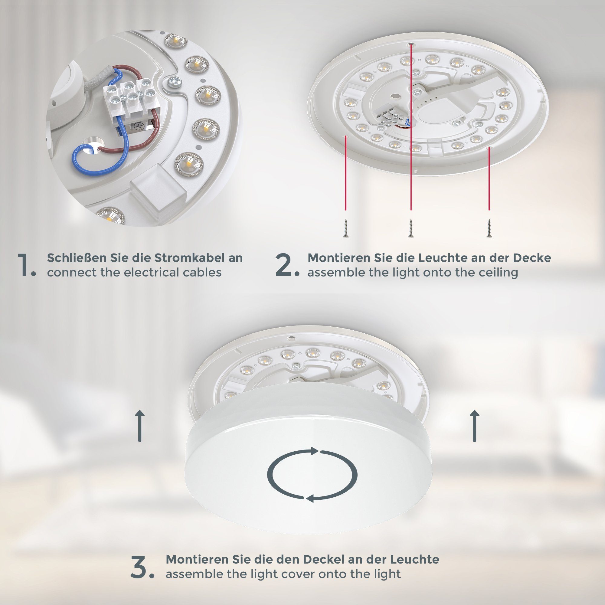 B.K.Licht Led-plafondlamp BK_DB1295 LED badkamer plafondlamp, IP44, 10W, 4.000K neutraal wit licht (1 stuk)