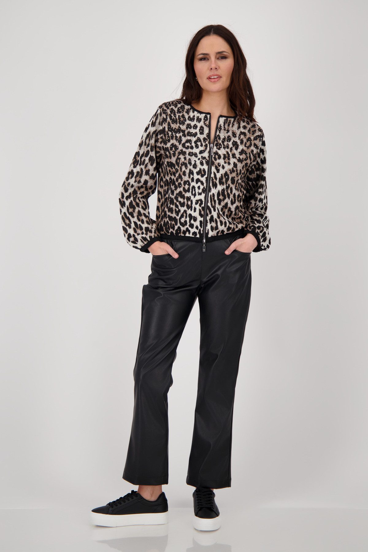 Monari Vest Jas Gebreid Vest Leo