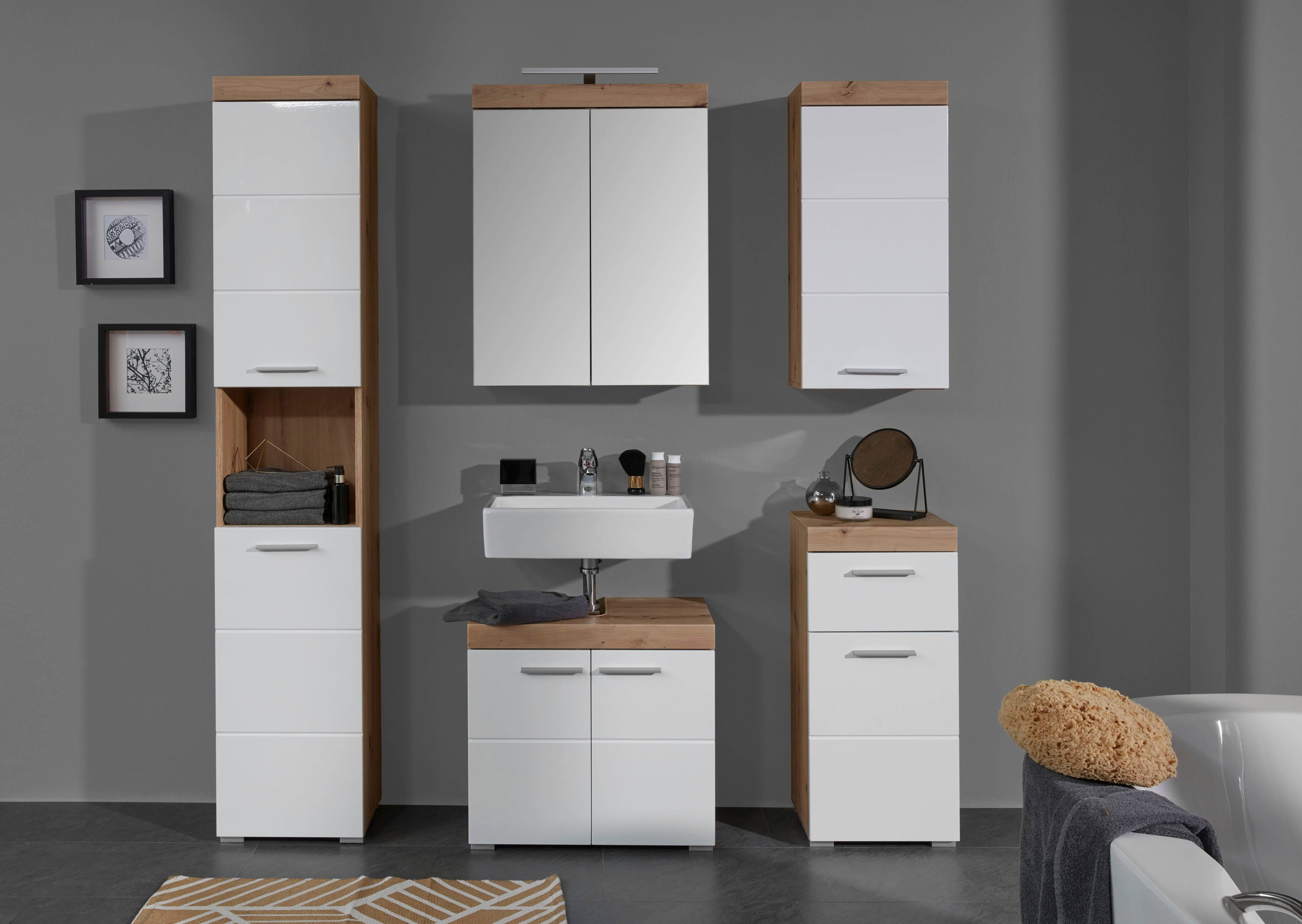 INOSIGN Hoge kast Avena Badkamer hoge kast met open vak, 2 deuren en 2 planken