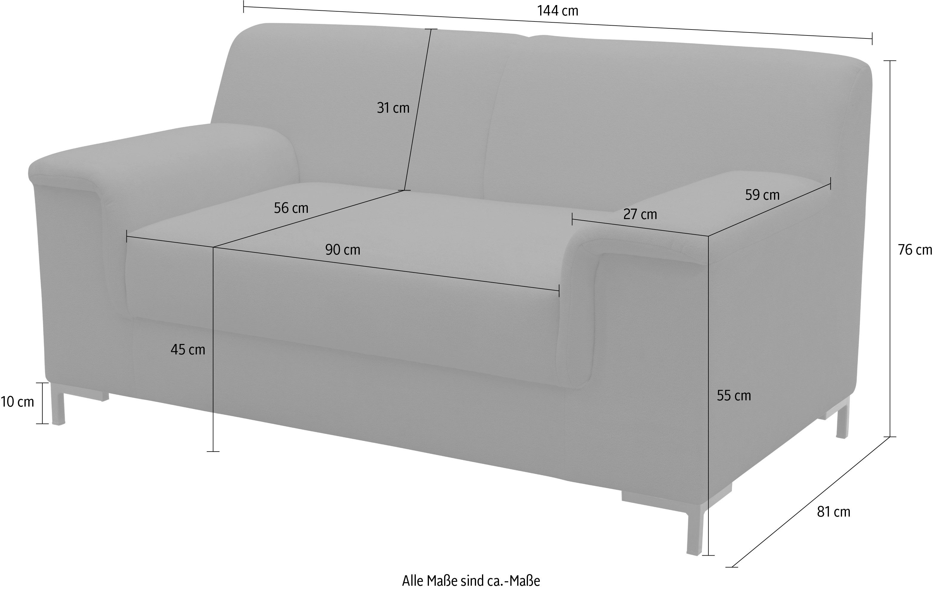 INOSIGN 1,5-zits Jamie 2 BxDxH: 144x81x76 cm, ook in Cord tijdloos, modern, met comfortabel verend systeem