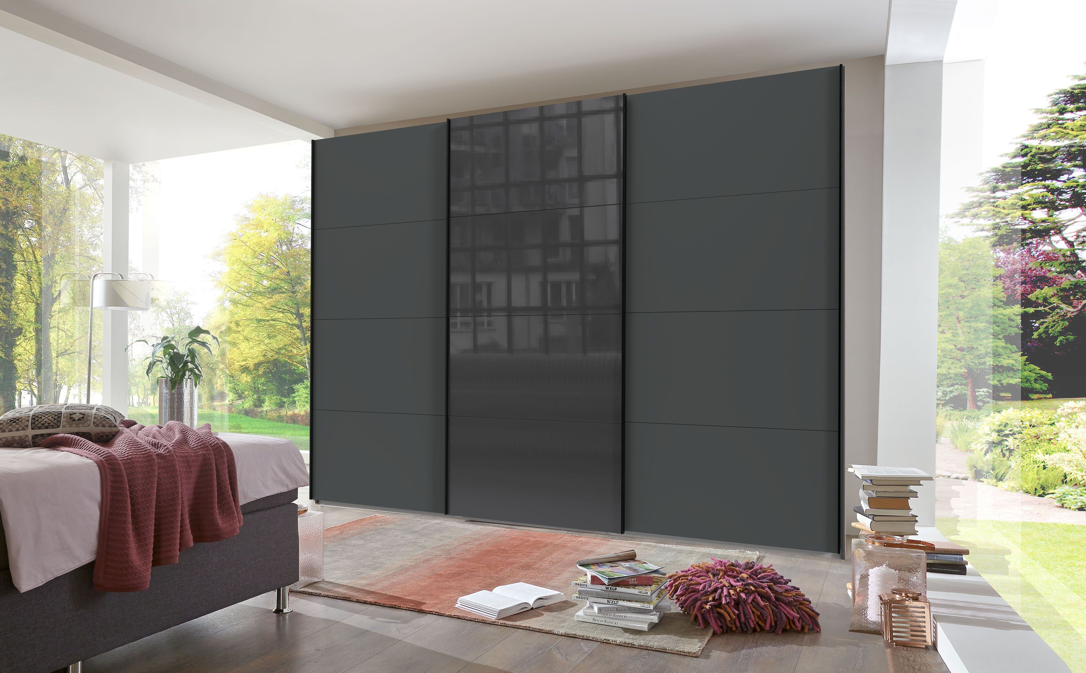 Wimex Zweefdeurkast Norderstedt Inclusief 2 stoffen dozen en 2 extra planken, met glasdeur