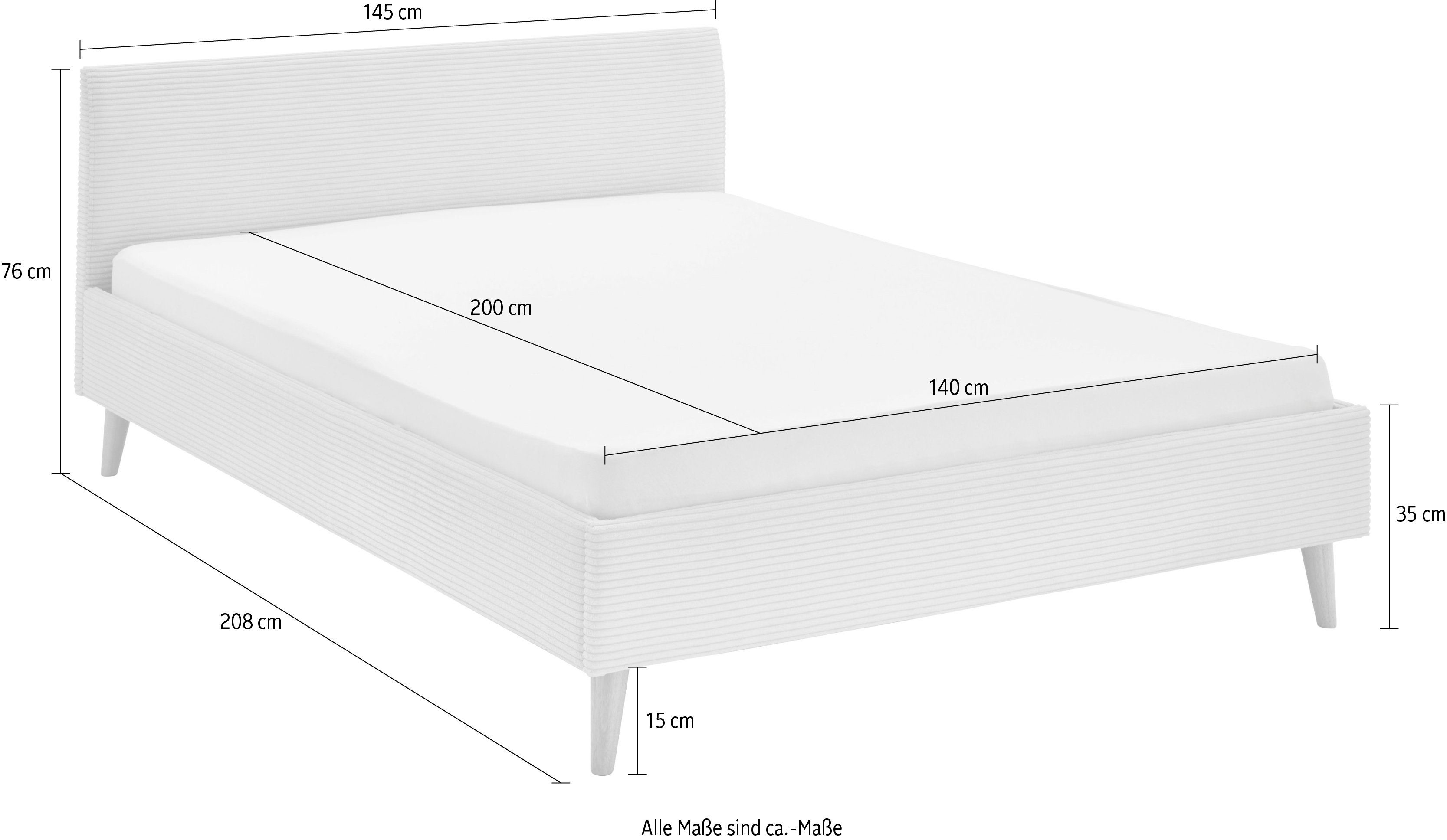 meise.möbel Gestoffeerd bed WICKI 140x200 cm, cordstof