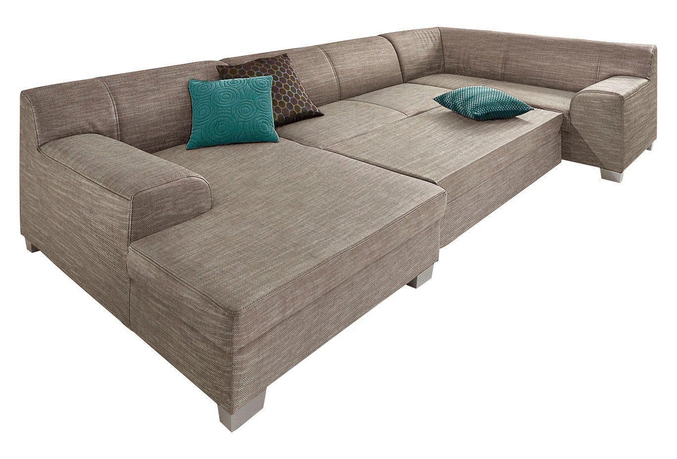 DOMO collection Zithoek Amando U-vorm naar keuze met bedfunctie, stevig zitcomfort, vrij in de ruimte te plaatsen