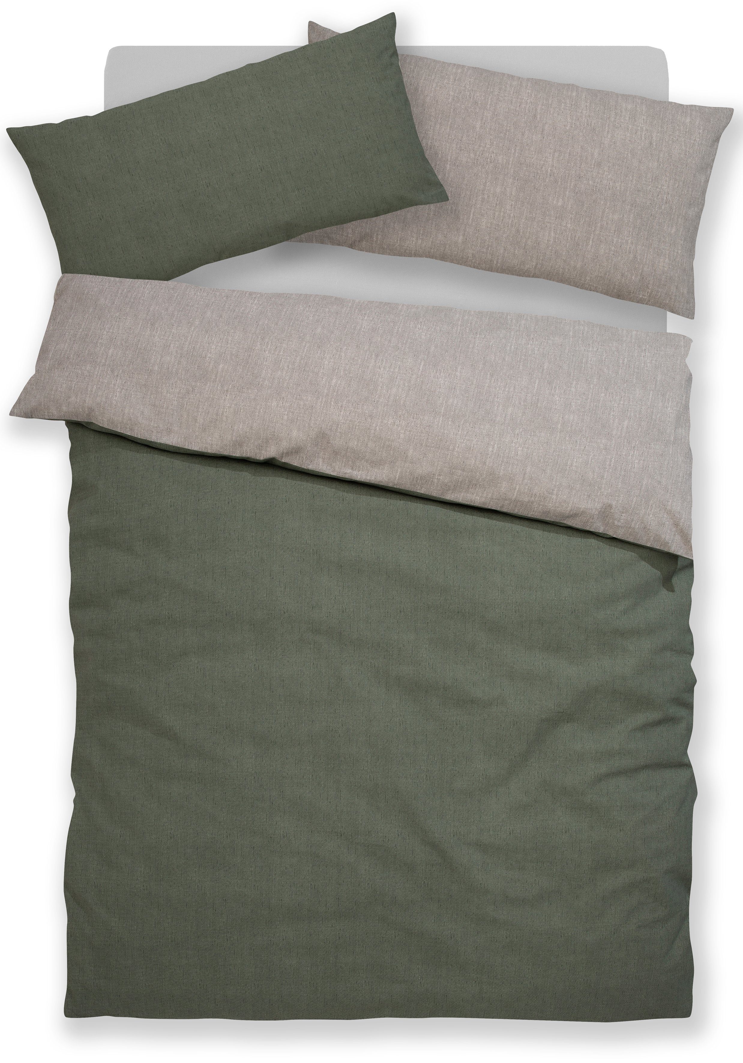Bruno Banani Tweezijdig te gebruiken overtrekset Merlijn in mt. 135x200 of 155x220 cm Katoenen bedlinnen, linnen-look in mêlee-look (2-delig)
