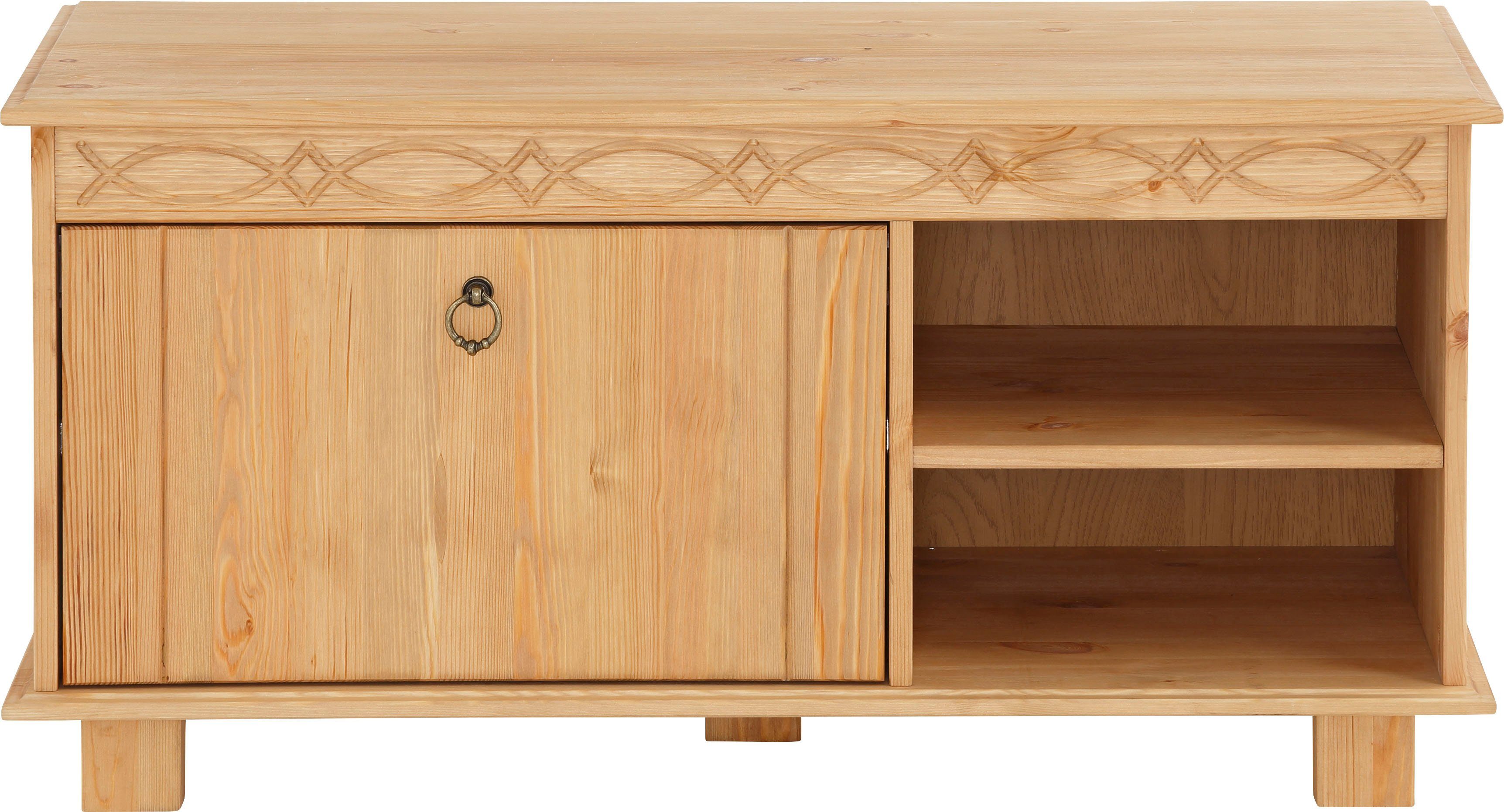 Home affaire Schoenenbank Indra van massief dennenhout, fsc®, breedte 90 cm, discreet ornament