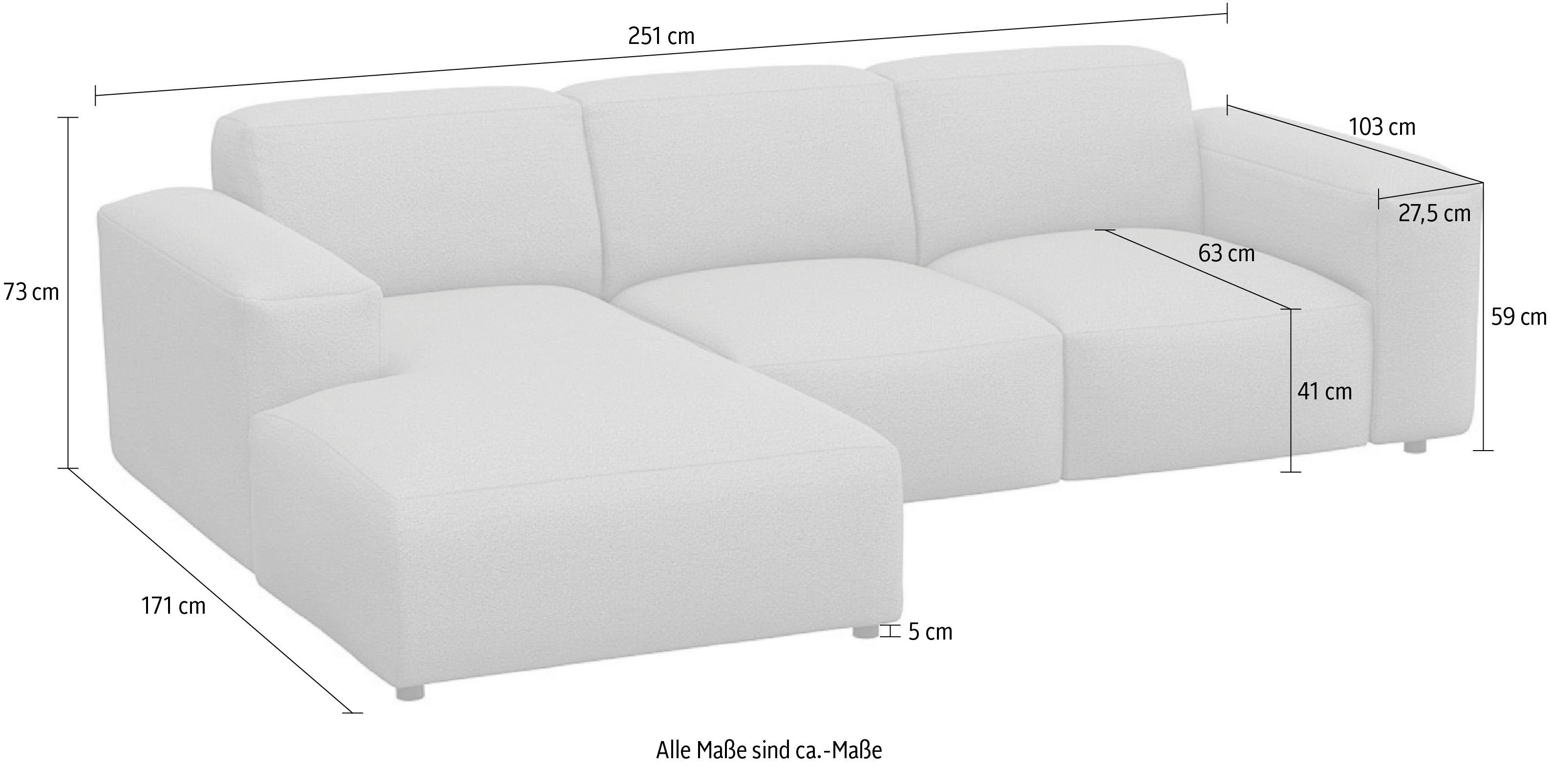 FLEXLUX Hoekbank Lucera Chaise longue rechts of links, L-vorm, comfortabel