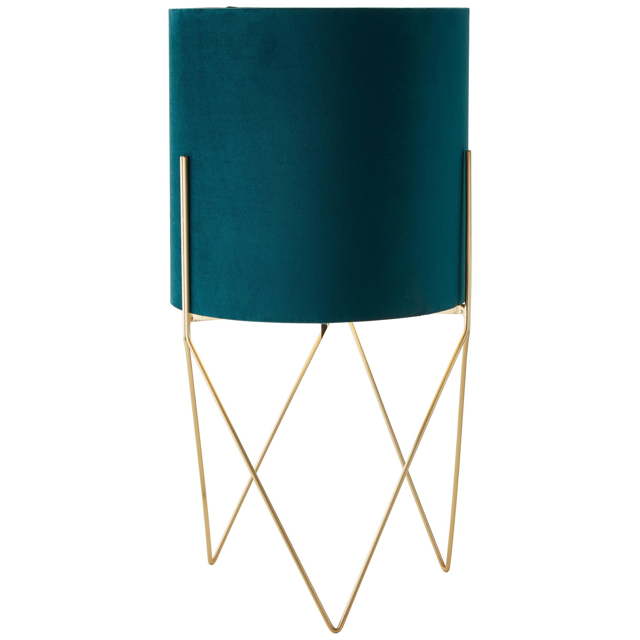 Brilliant Leuchten Staande lamp Atami 58 cm hoogte, ø 31,5 cm, e27, metaal/textiel, geborsteld messing (1 stuk)