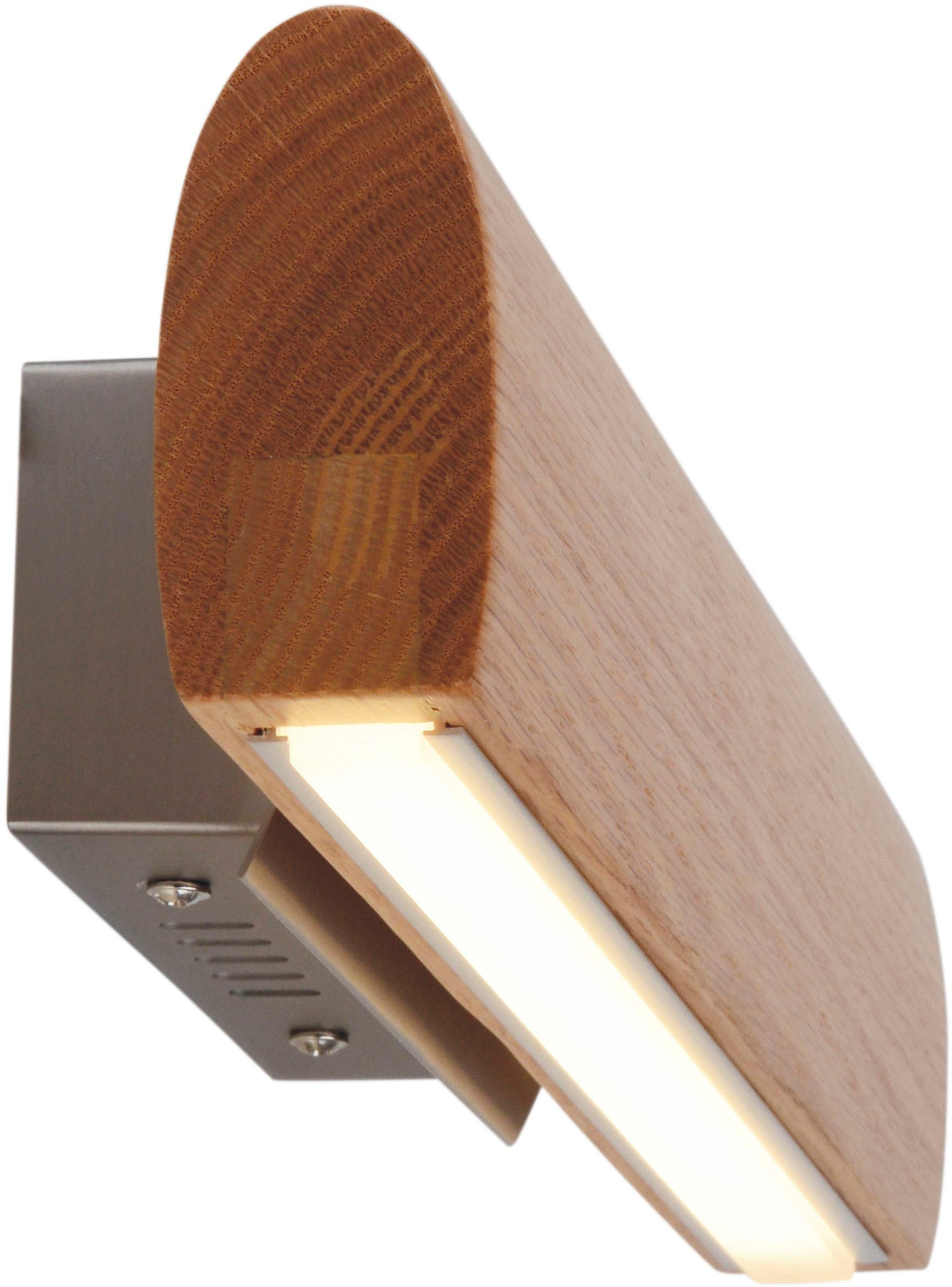 näve Led-wandlamp Rondo Lampenkap eikenhout, L: 35cm, warm wit licht, afgeronde vorm (1 stuk)