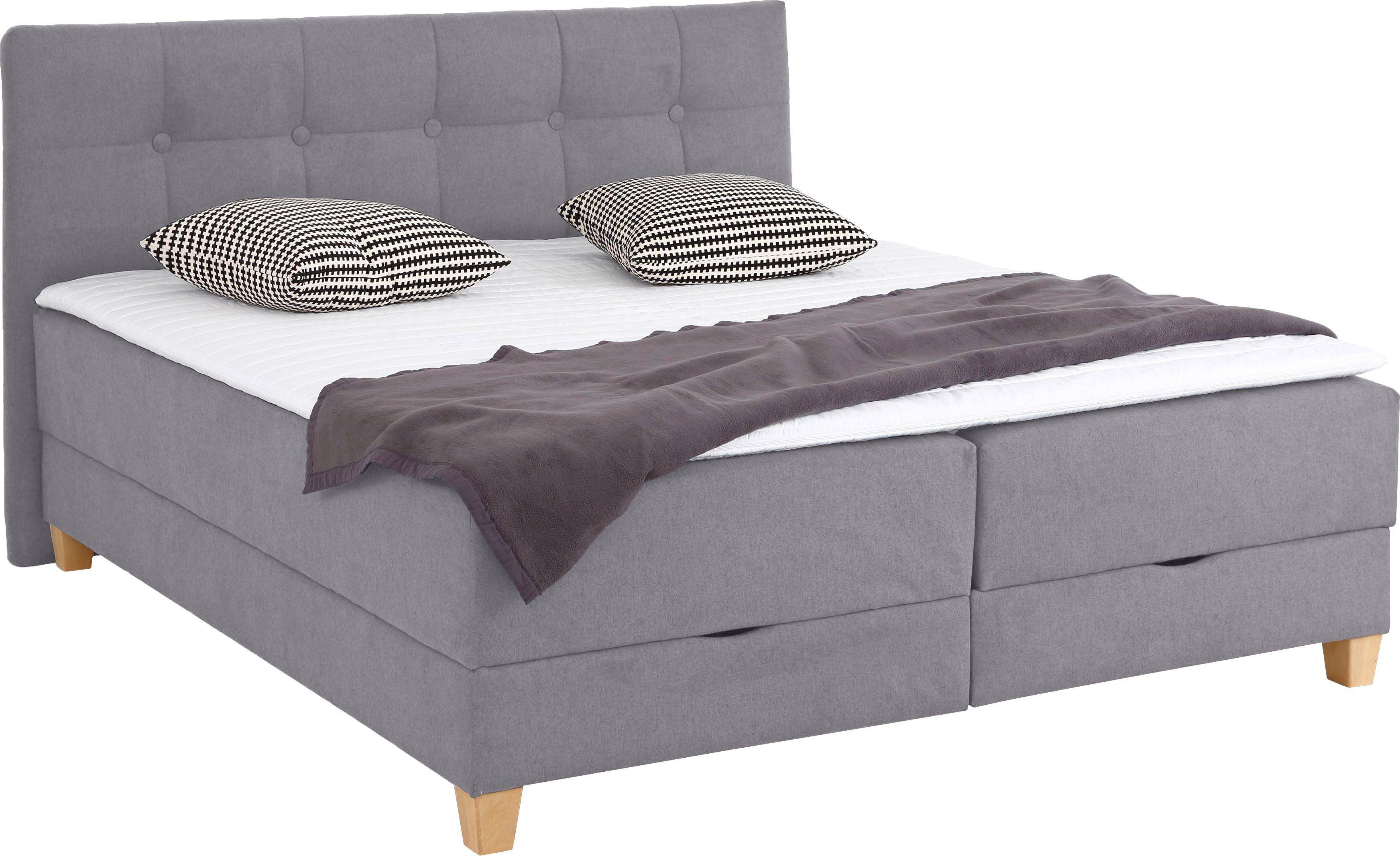 Home affaire Boxspring Lonrai in h2, h3 & h4 en xxl - verlengde 220 cm kiesbaar, incl. topper