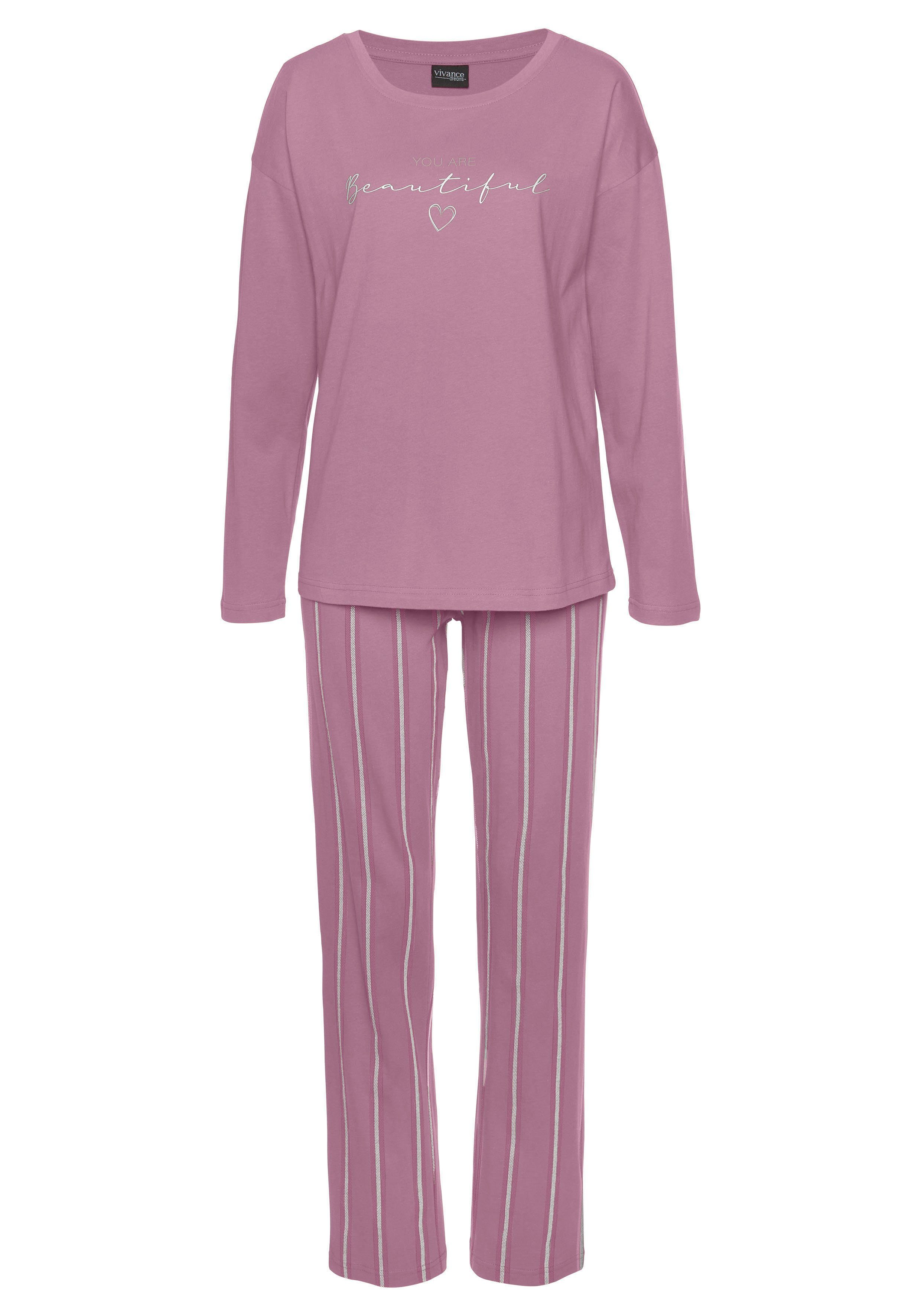 Vivance Dreams Pyjama met frontprint (2-delig, 1 stuk)