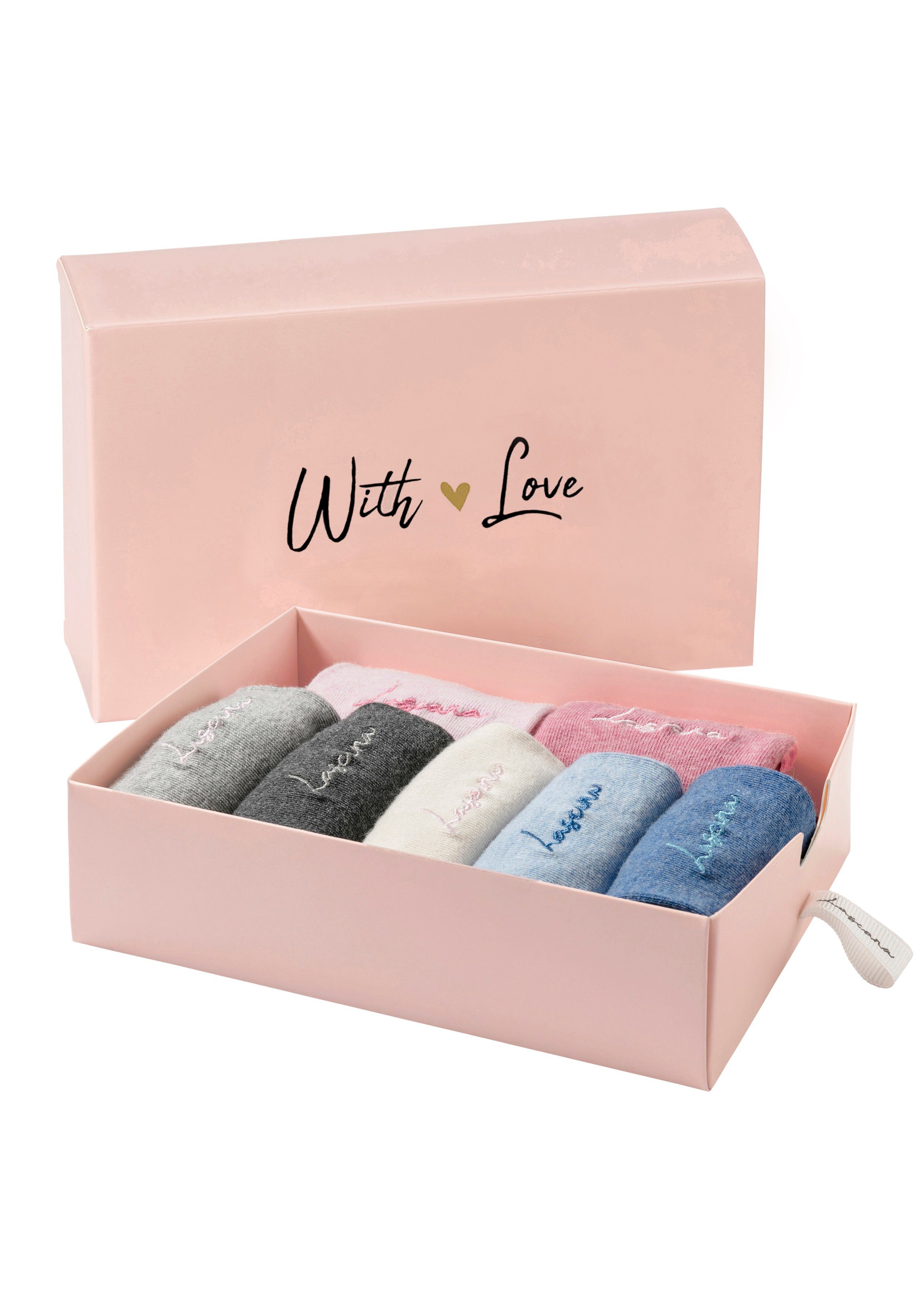 Lascana Basic sokken met hoogwaardig logoborduursel (box, 7 paar)