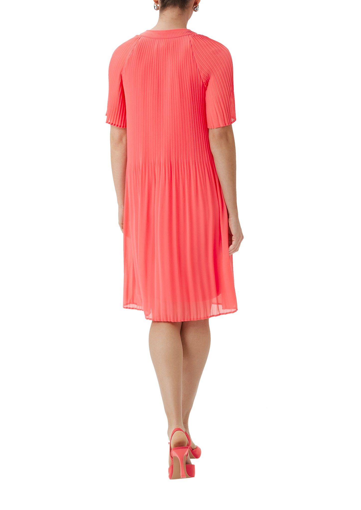 Comma Chiffon jurk met plisséplooien split en knop
