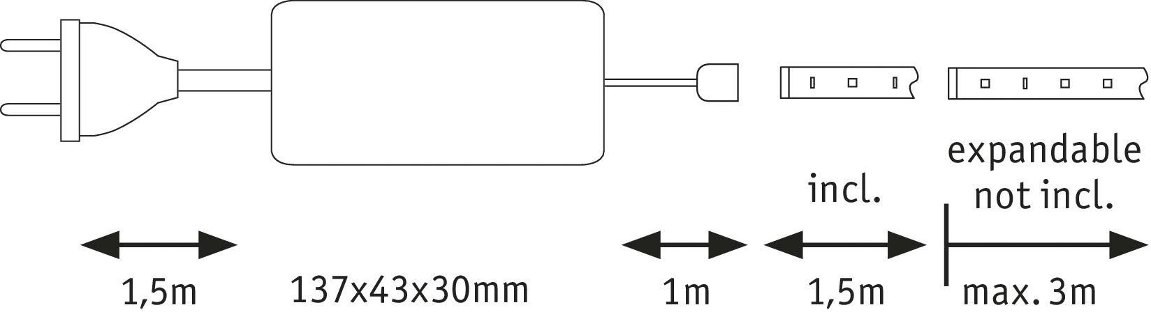 Paulmann Led-strepen MaxLED 1000 Basisset 1,5m Daglichtwit 18W 1100lm/m 6500K (1 stuk)