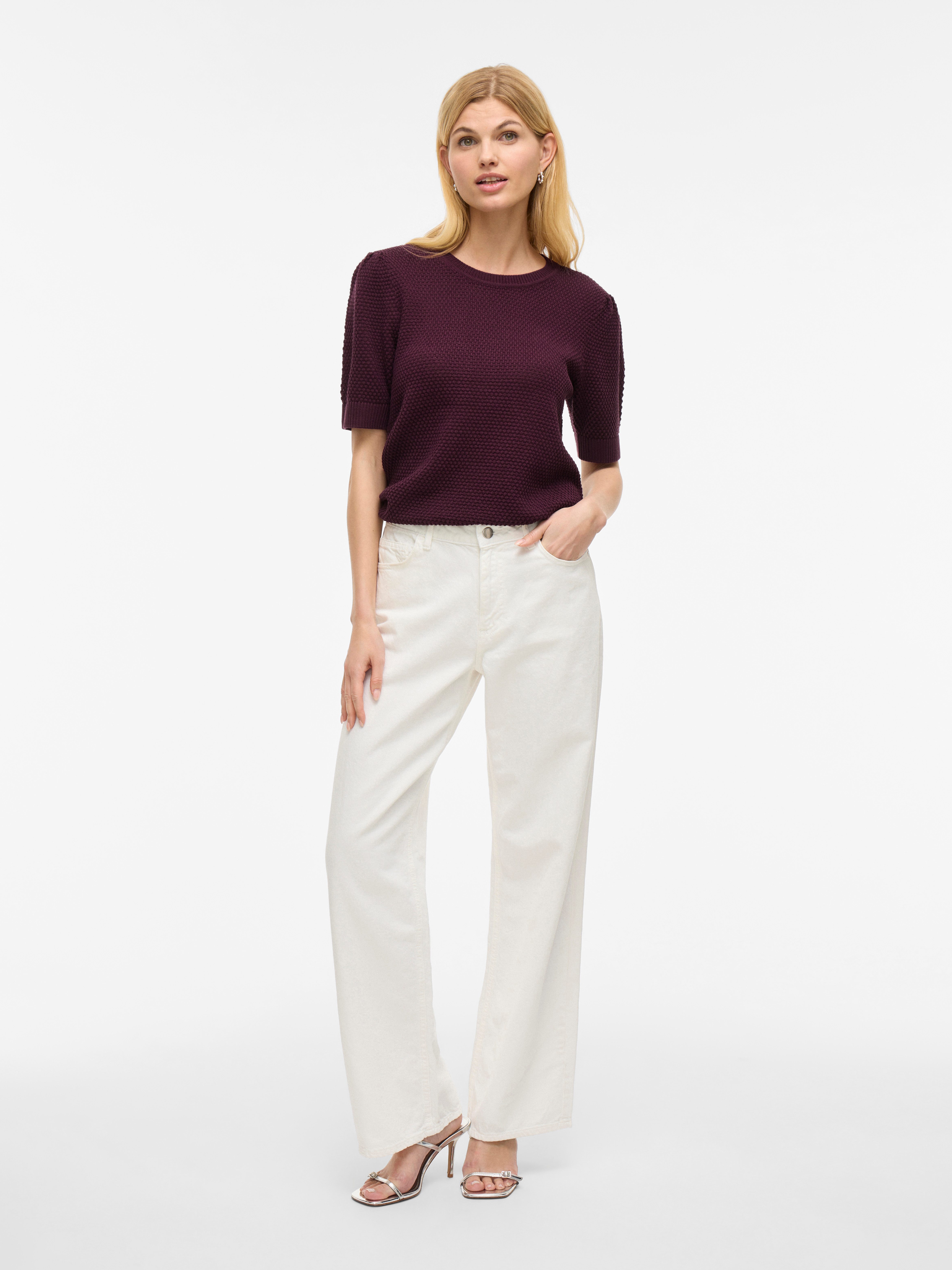 Vila Trui met korte mouwen VIDALO O-NECK S/S KNIT TOP - NOOS