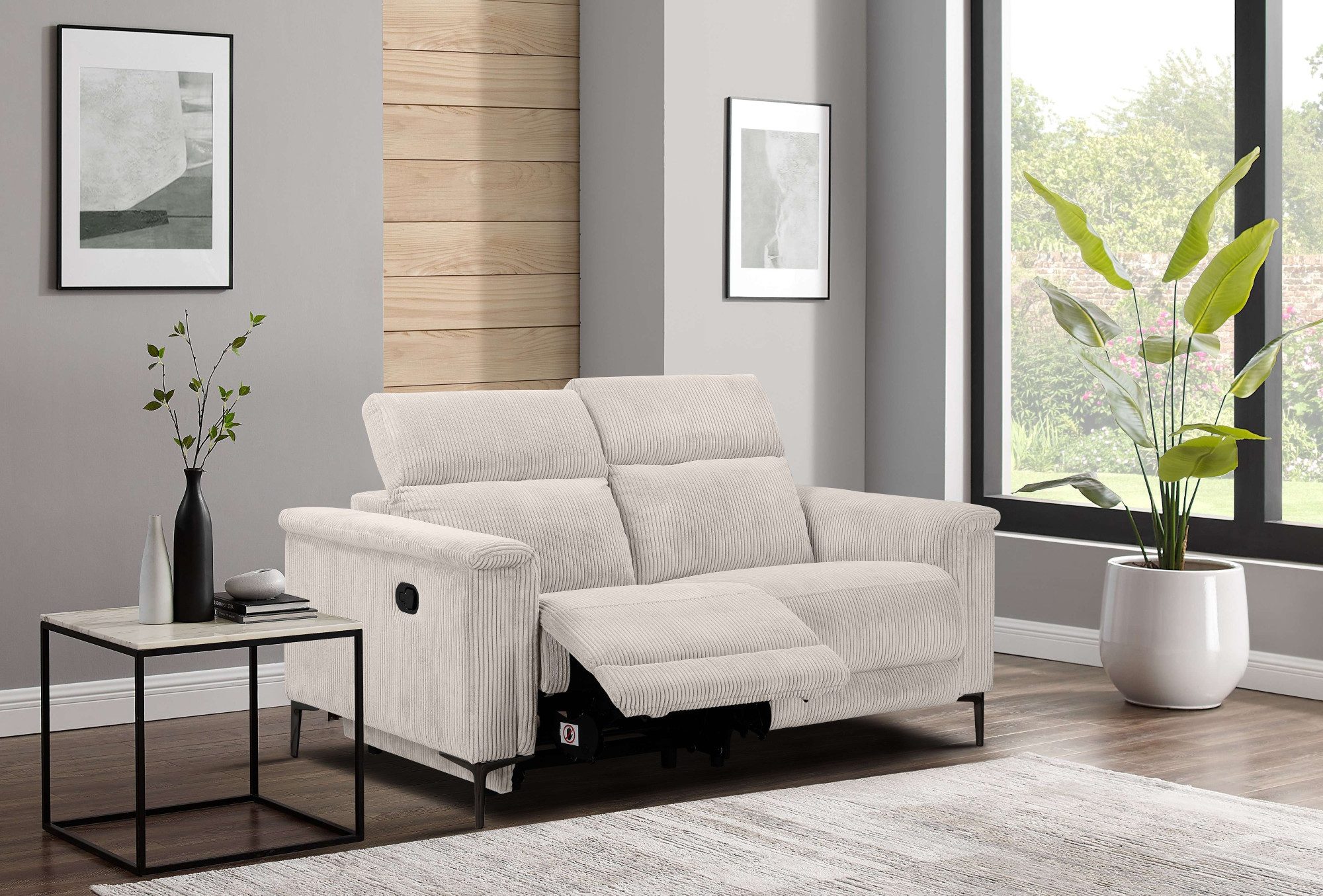 Places of Style 2-zitsbank Lund in Cord, met handmatige of elektrische