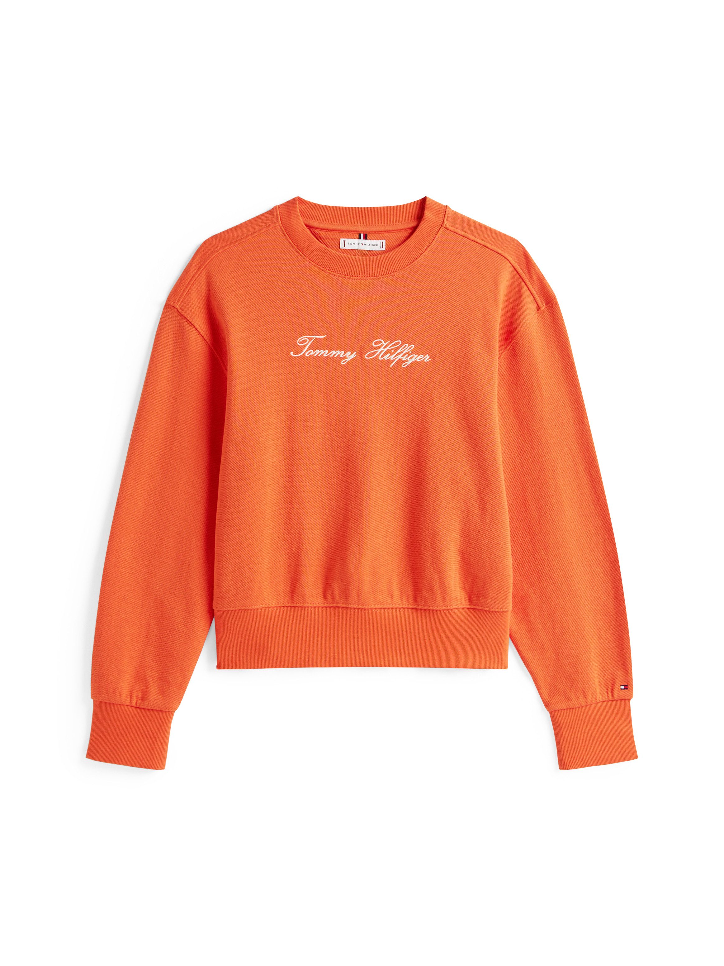 Tommy Hilfiger Sweatshirt SCRIPT REG PIQUE SWTSHRT met tommy hilfiger script-logo-opschrift
