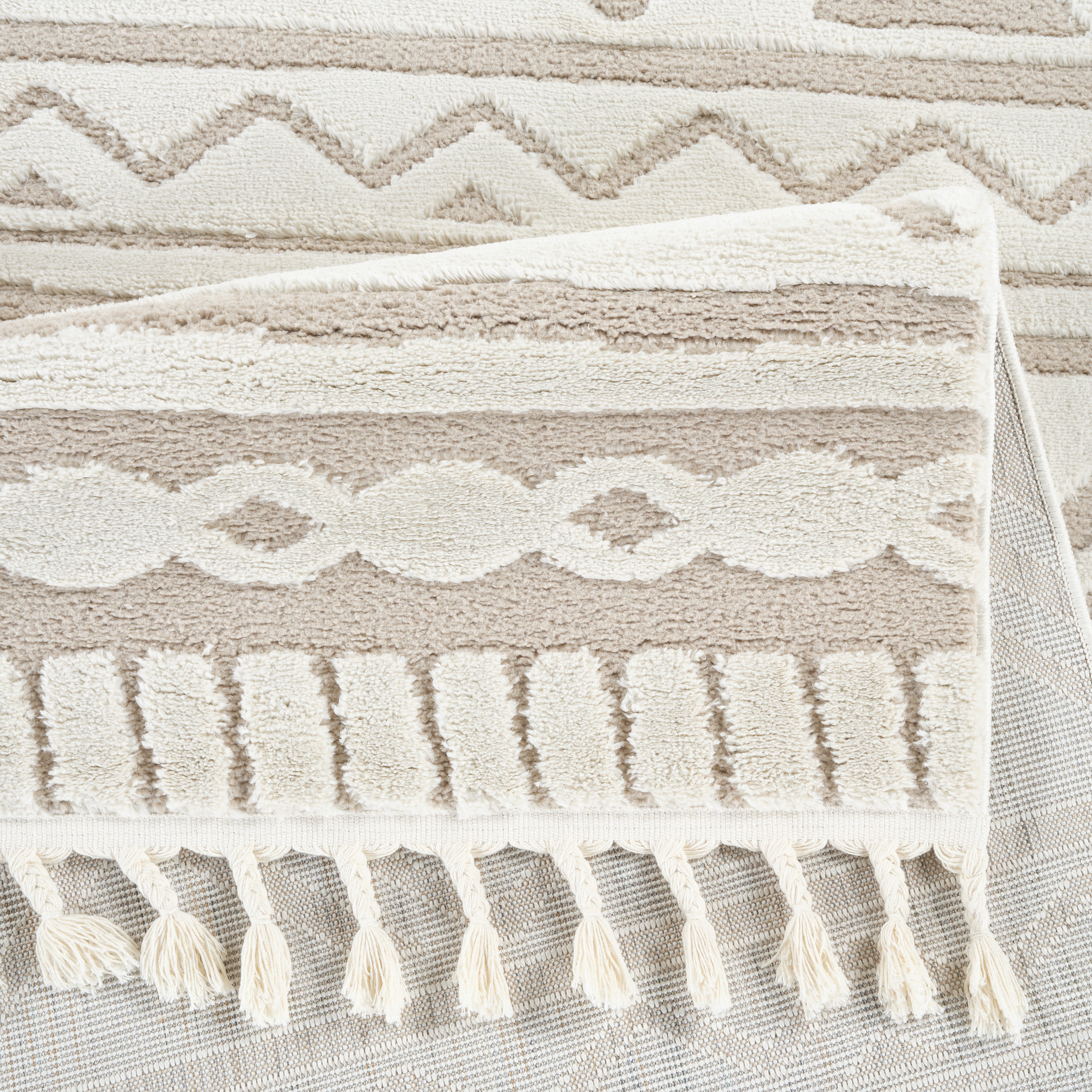 my home Vloerkleed Bonvo met franjes, hoog-laag structuur, woonkamer, slaapkamer, boho-stijl
