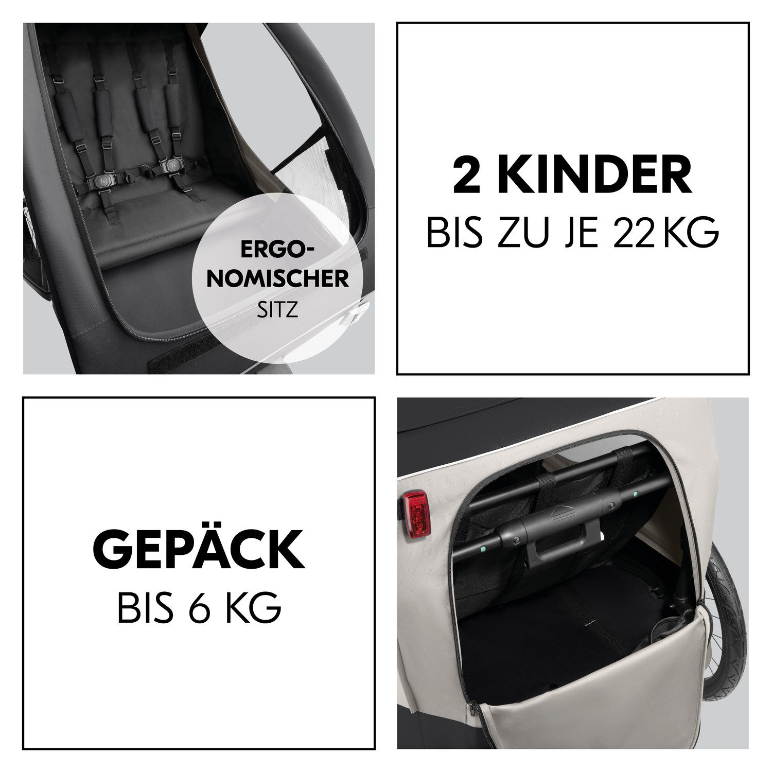 Hauck Kinderen fiets aanhanger 2in1 Bike Trailer und Buggy Dryk Duo Plus, black
