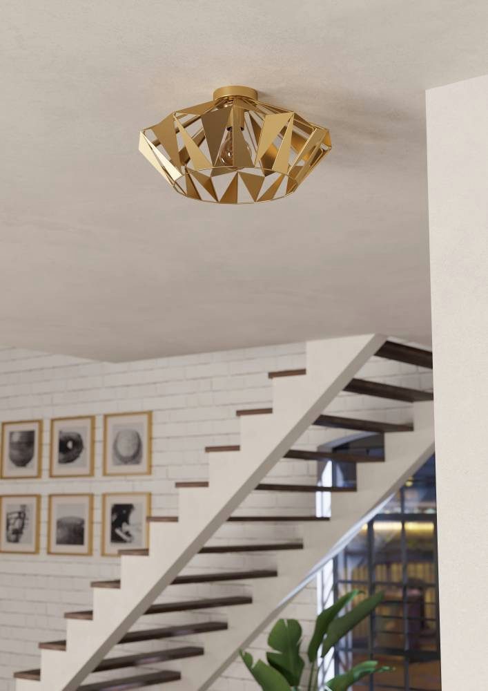 EGLO Plafondlamp CARLTON Plafondlamp in retro ontwerp, vintage woonkamerlamp, metaal in goudkleur (1 stuk)