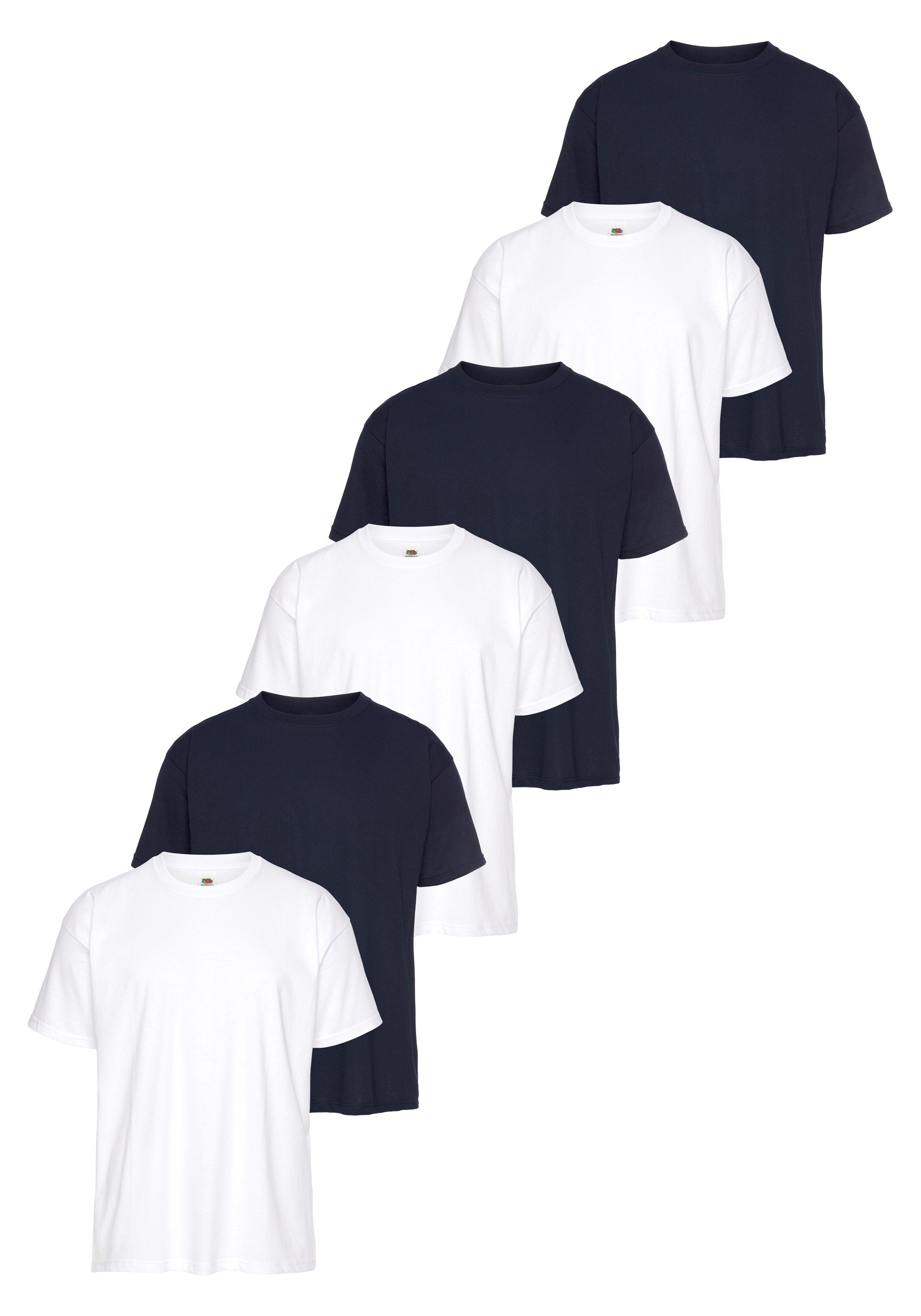 Fruit of the Loom T-shirt Zes stuks in verschillende kleurcombinaties (6-delig, Set van 6)