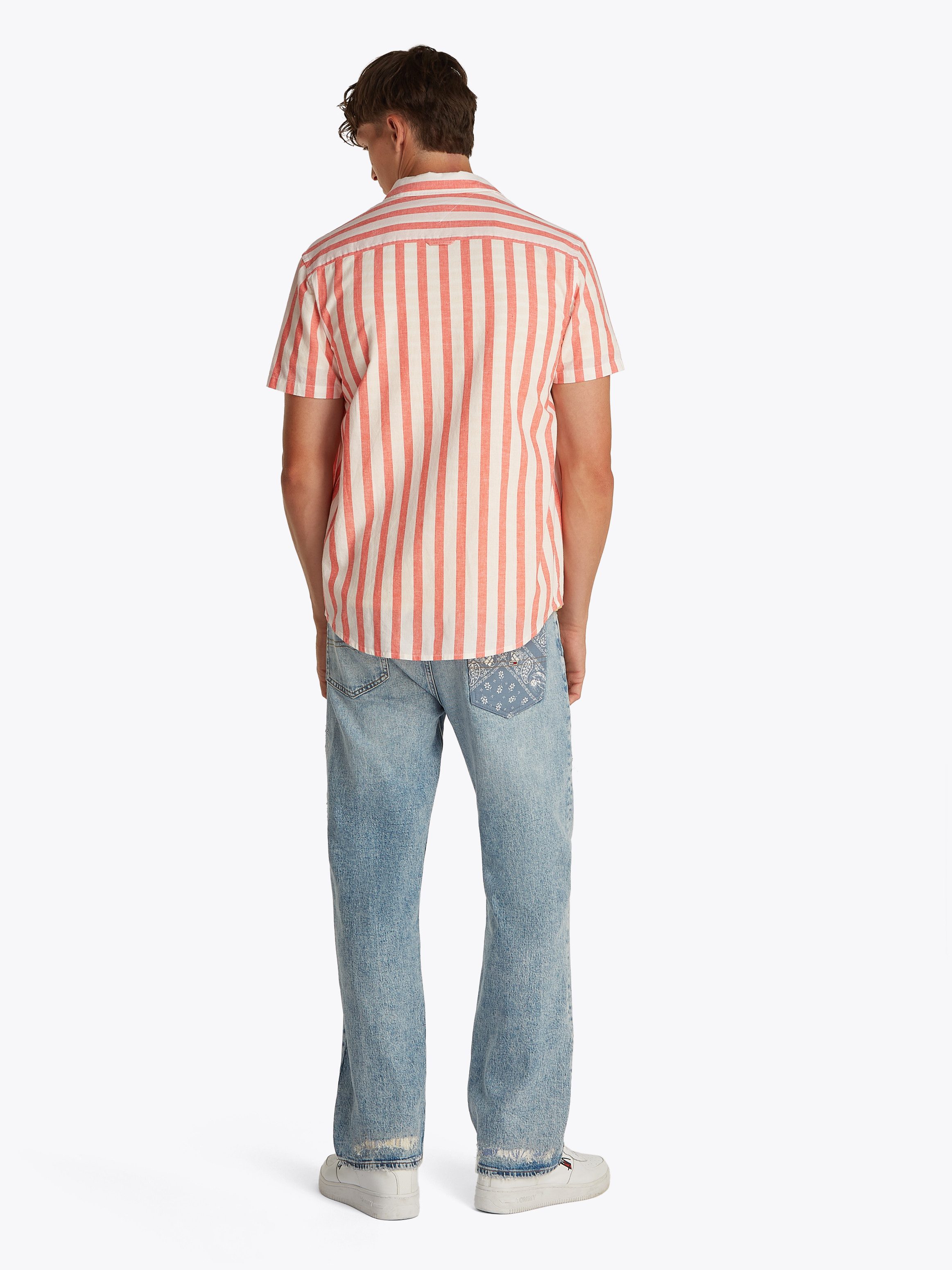 TOMMY JEANS Overhemd met korte mouwen TJM REG LINEN BLEND STP SS SHIRT