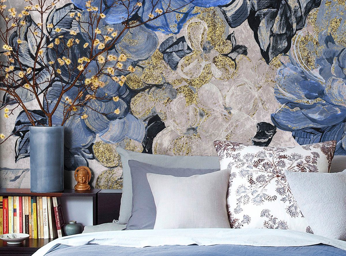 Komar Fotobehang Digitale print vlies - Vintage blue Garden - Afmeting 300 x 250 cm (1 stuk)