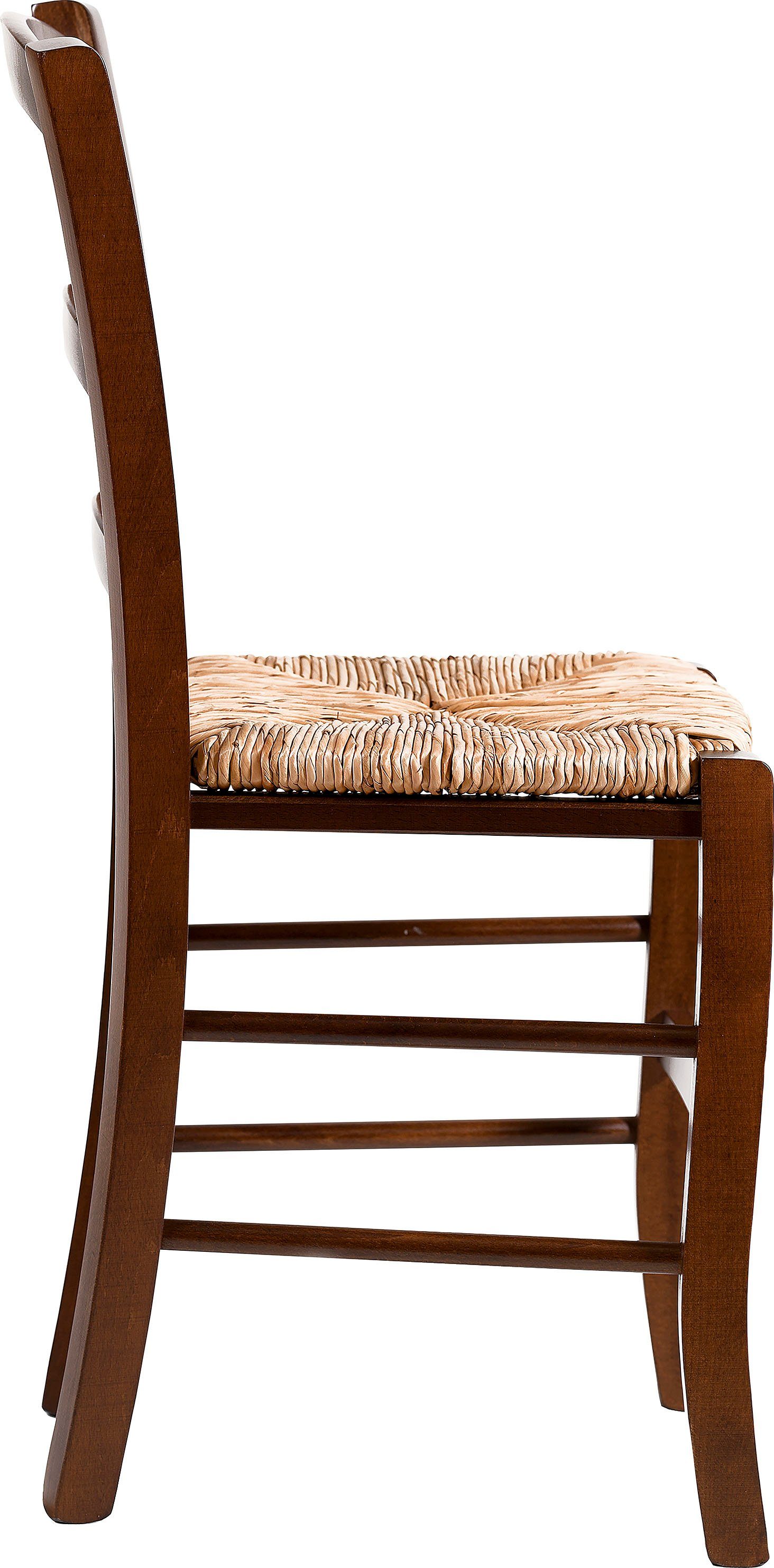 Home affaire Eetkamerstoel Super Paesana van massief beukenhout met zitting van grasvlechtwerk (set, 2 stuks)