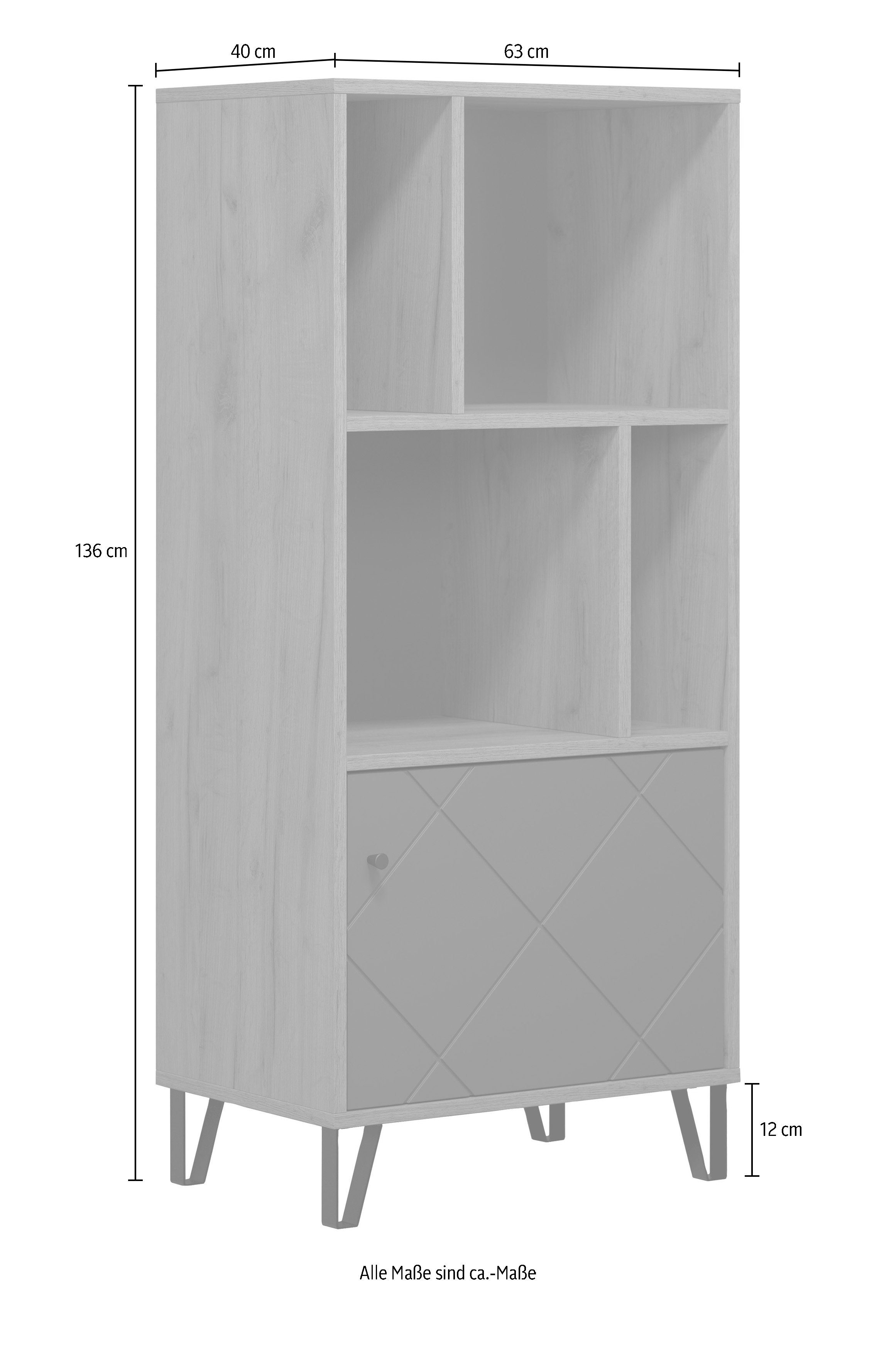 Places of Style Staand rek MOLVENO Boekenrek - matte echt houtlook - Soft-Close-functie, breedte 63 cm (1 stuk)