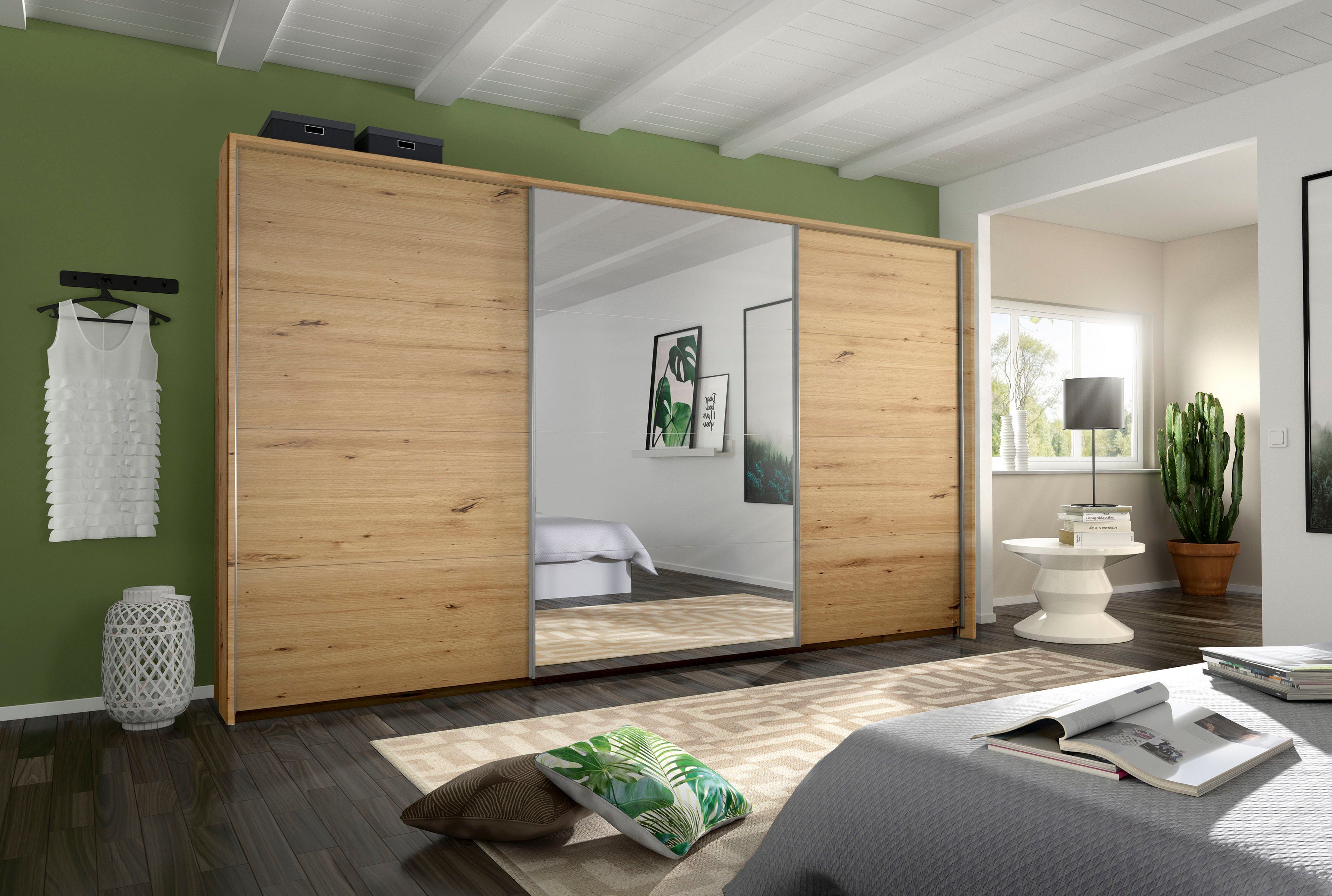 rauch Schuifdeurkast Kledingkast kast garderobe CORTONA met passe-partout en optionele verlichting inclusief indeling 2 boxen en planken