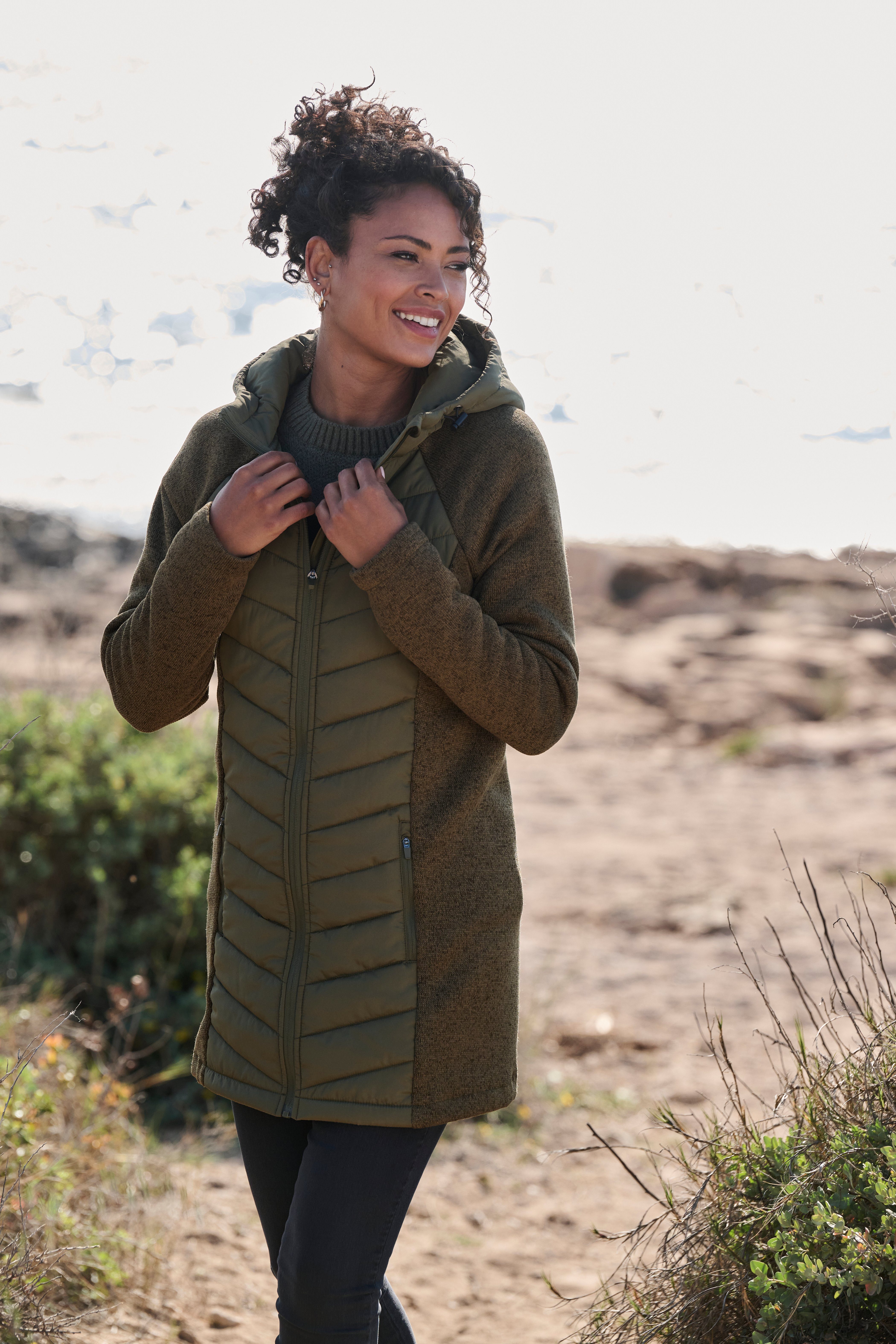 Vivance Gewatteerde jas met tricot-fleece-mouwen