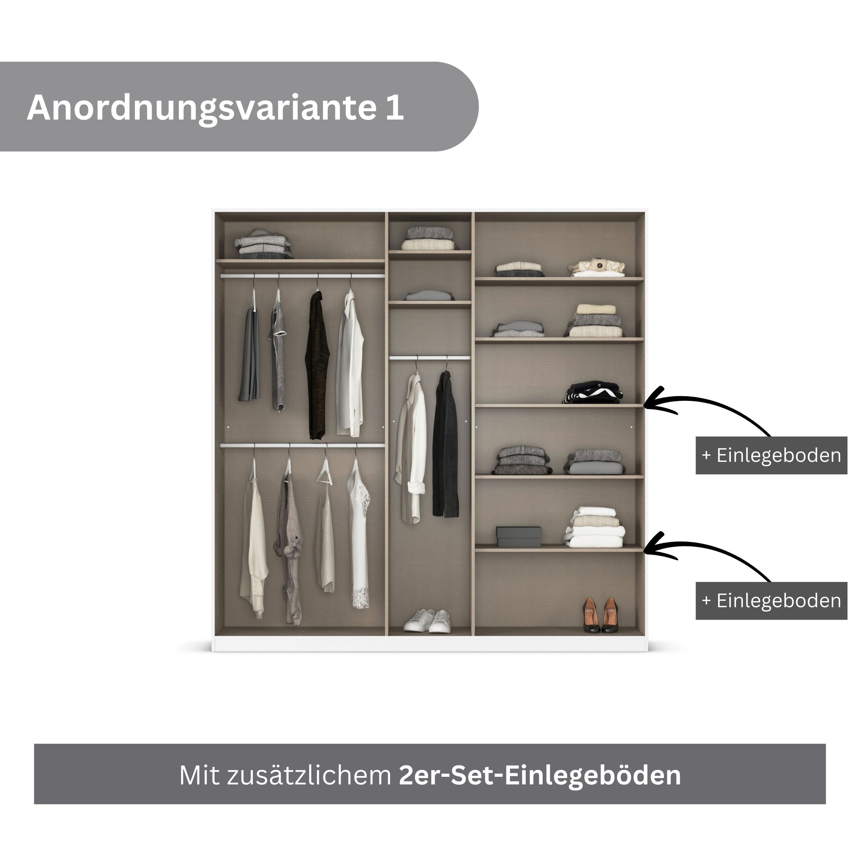 rauch Draaideurkast Kleiderschrank Schrank Garderobe AGORDO TOPSELLER Schlafzimmer doordachte binnenuitrusting, in 6 breedtes en 2 hoogtes made in germany