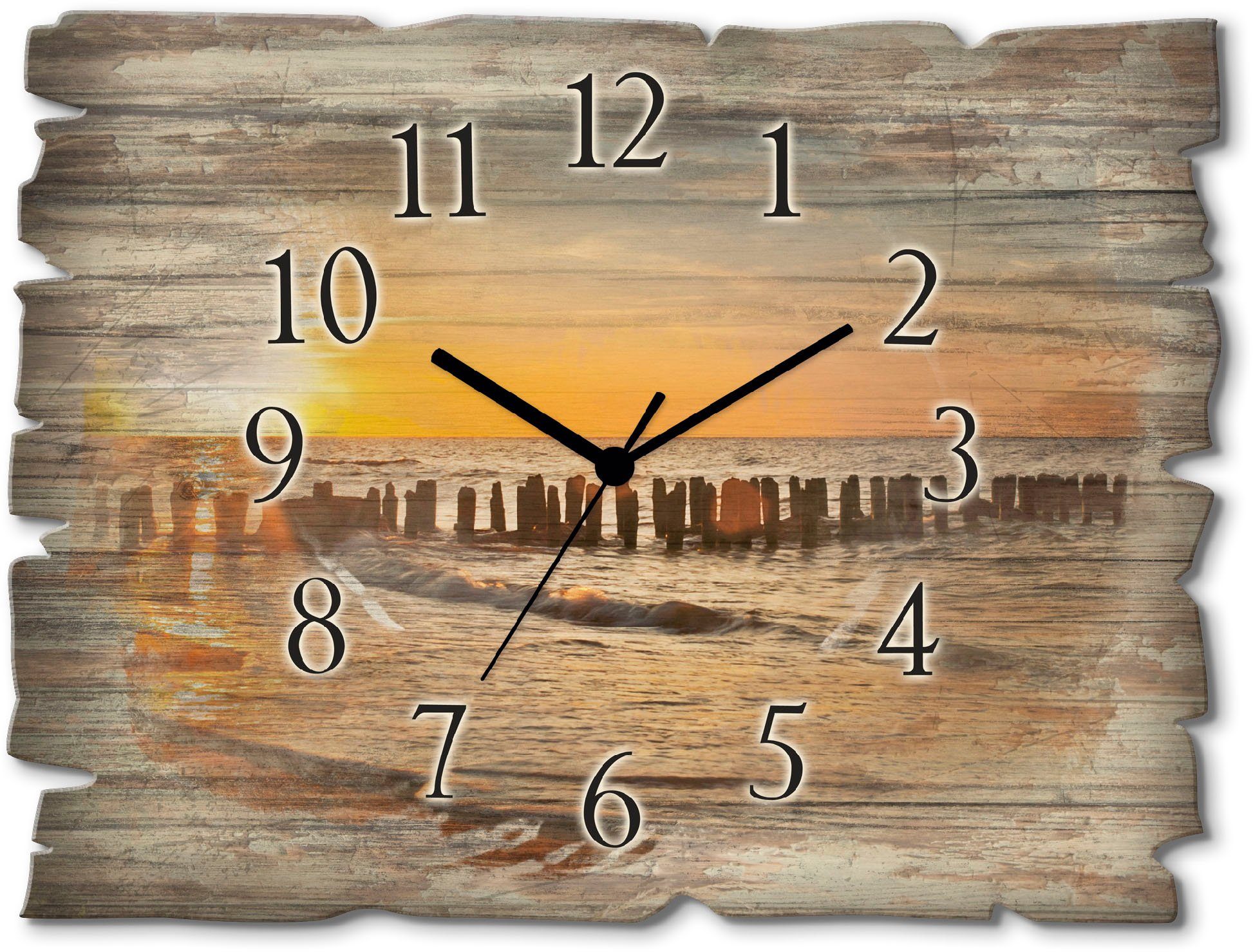 Artland Wandklok Mooie zonsondergang aan het strand optioneel verkrijgbaar met kwarts- of radiografisch uurwerk, geruisloos zonder tikkend geluid