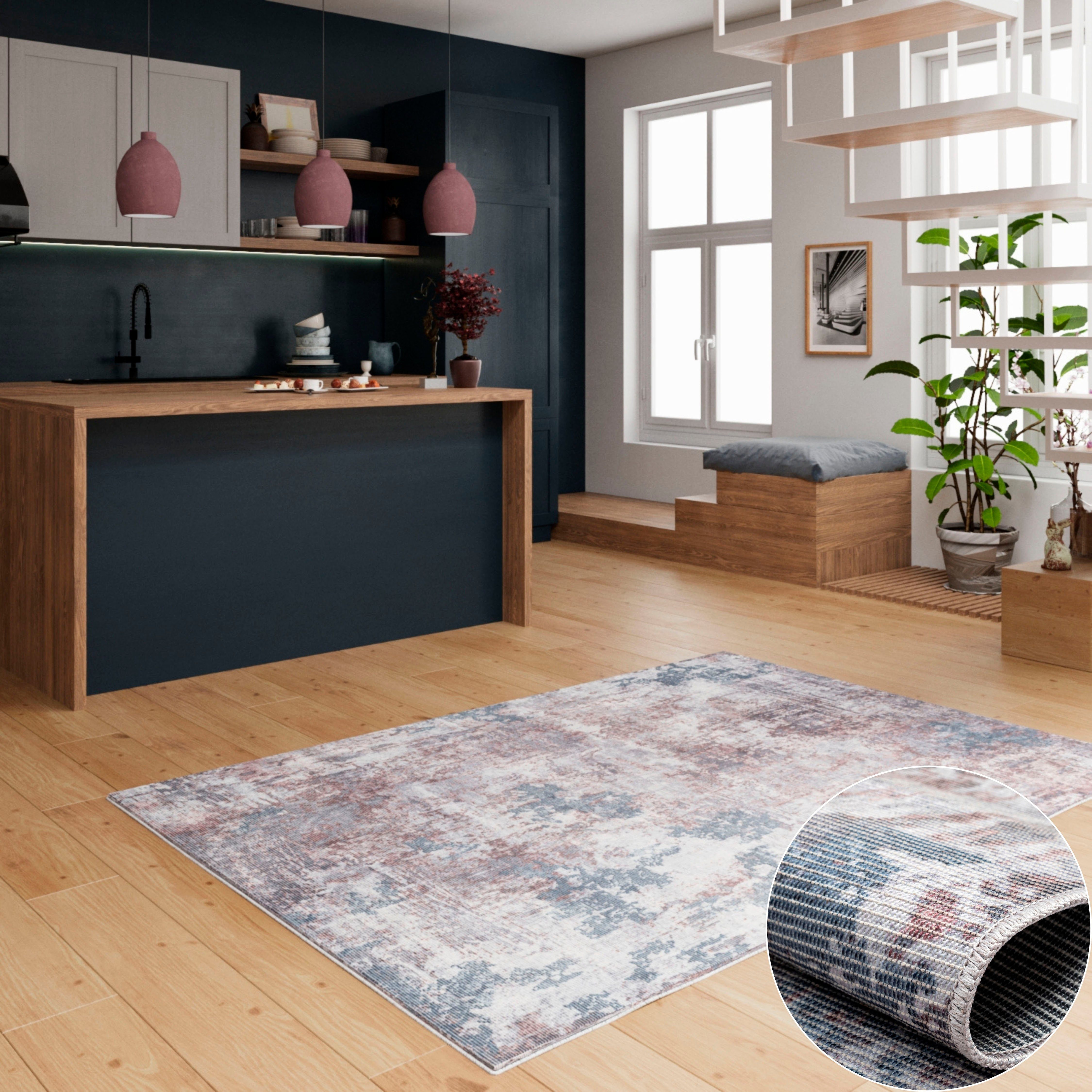my home Vloerkleed Mülenen Kortpolig, modern ontwerp, wasbaar, geschikt voor binnen- en buitengebruik