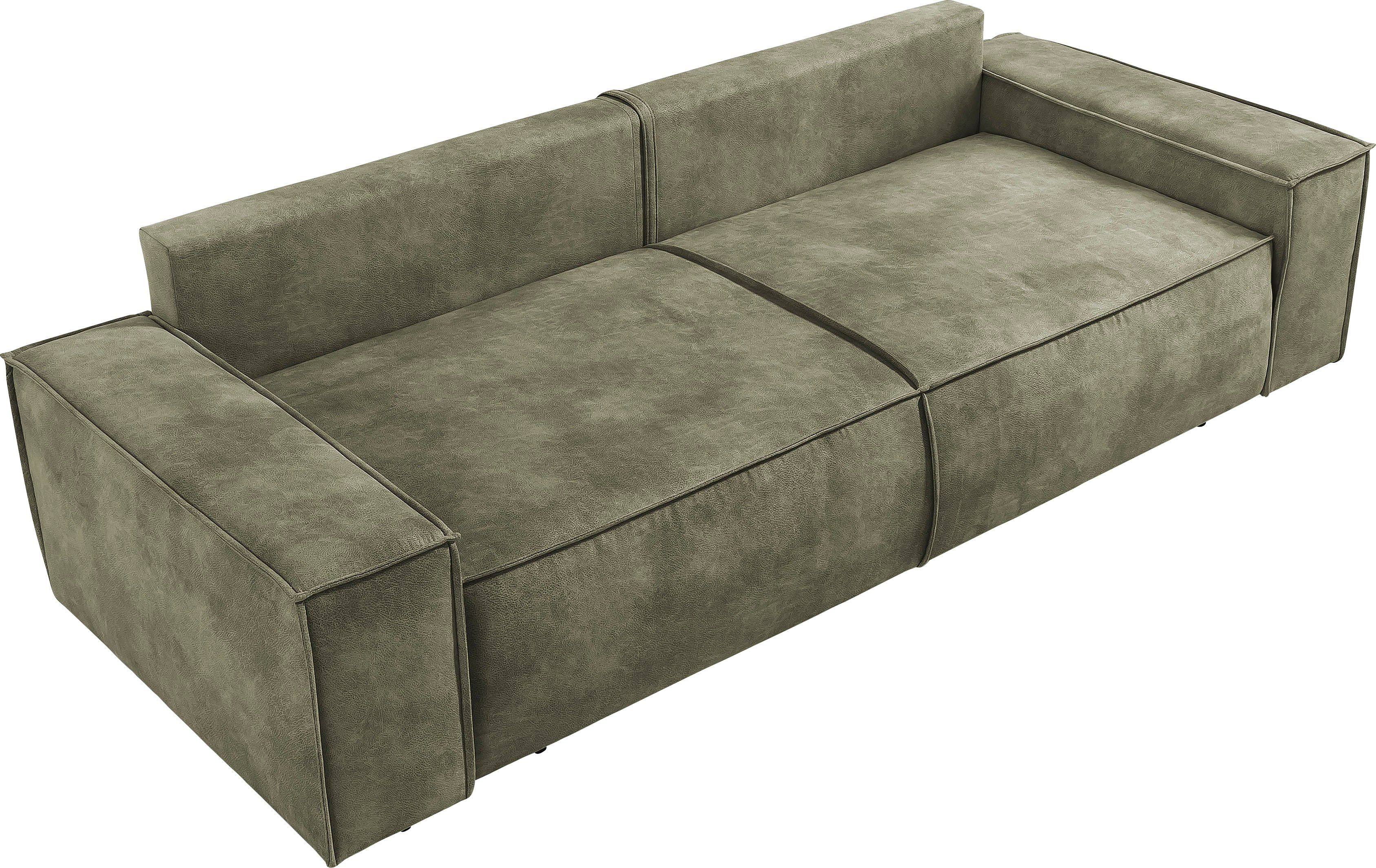 Home affaire 3-zitsbank SHERWOOD slaapbank (257 cm) ribfluweel, velours, vintage lederlook