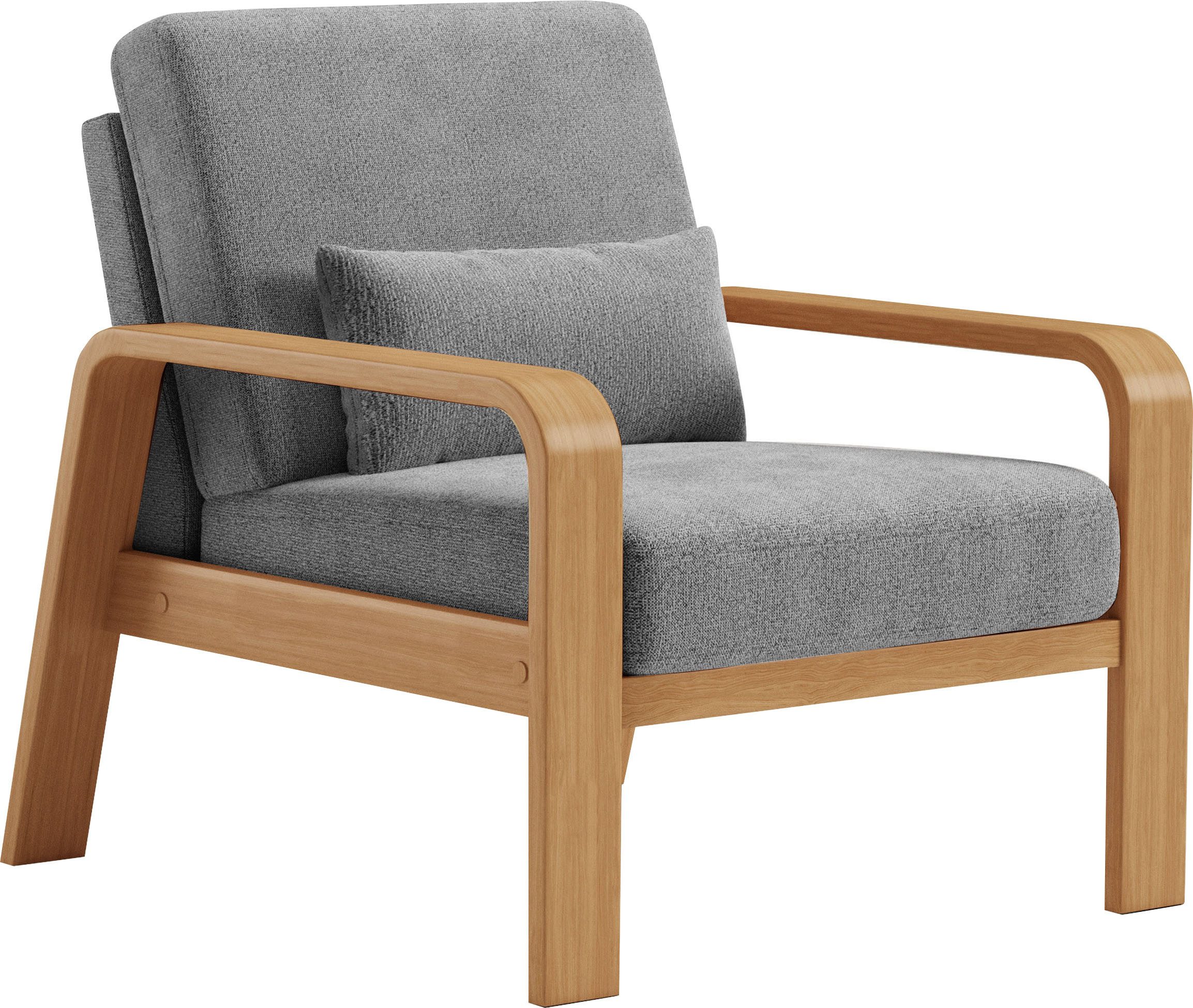sit&more Fauteuil Kolding Armleuningen van eikenkleurig beukenhout, verschillende bekledingen en kleuren