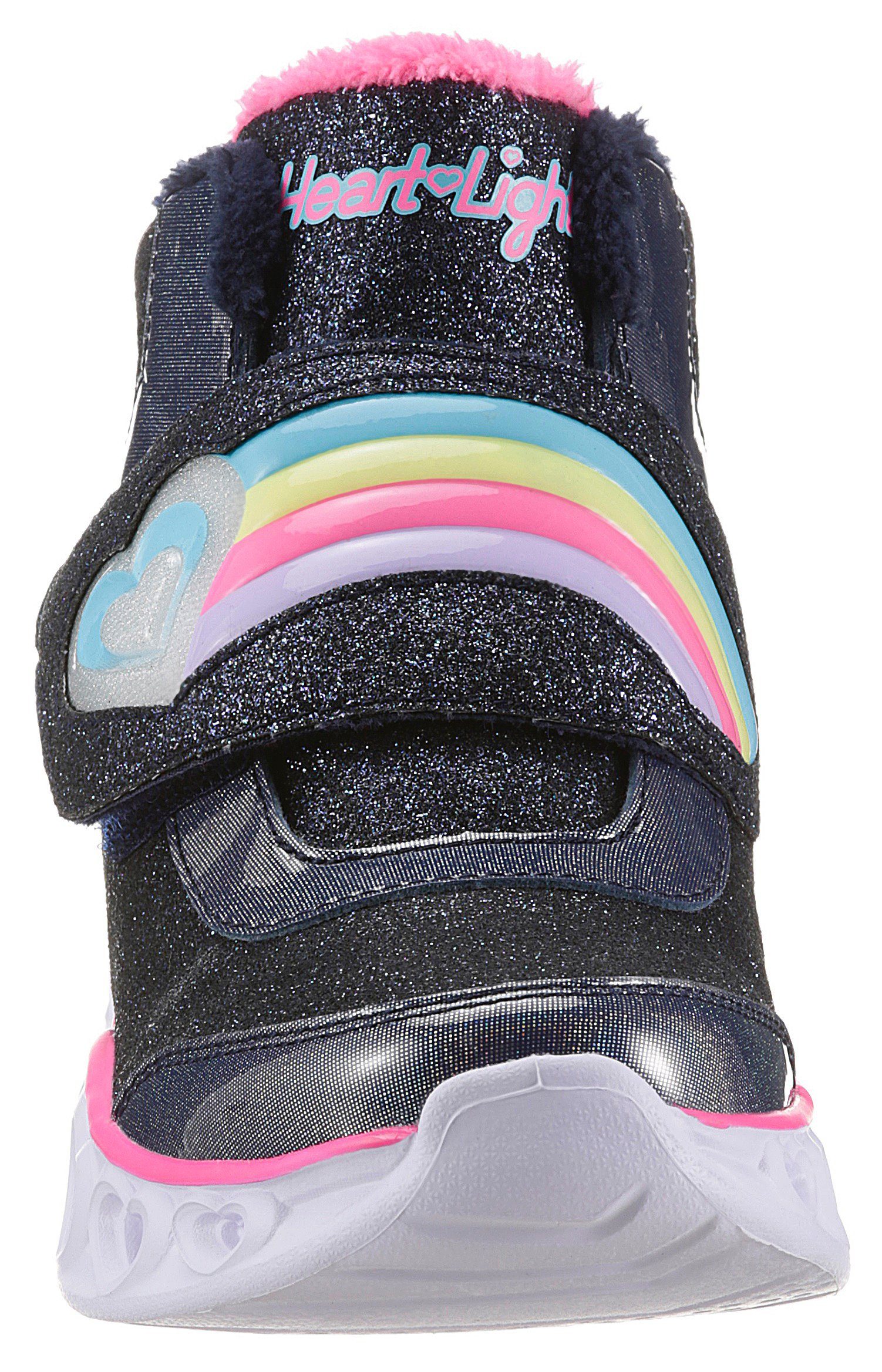 Skechers Klittenbandboots HEART LIGHTS-BRILLIANT RAINBOW met knipperlichtje om in & uit te schakelen