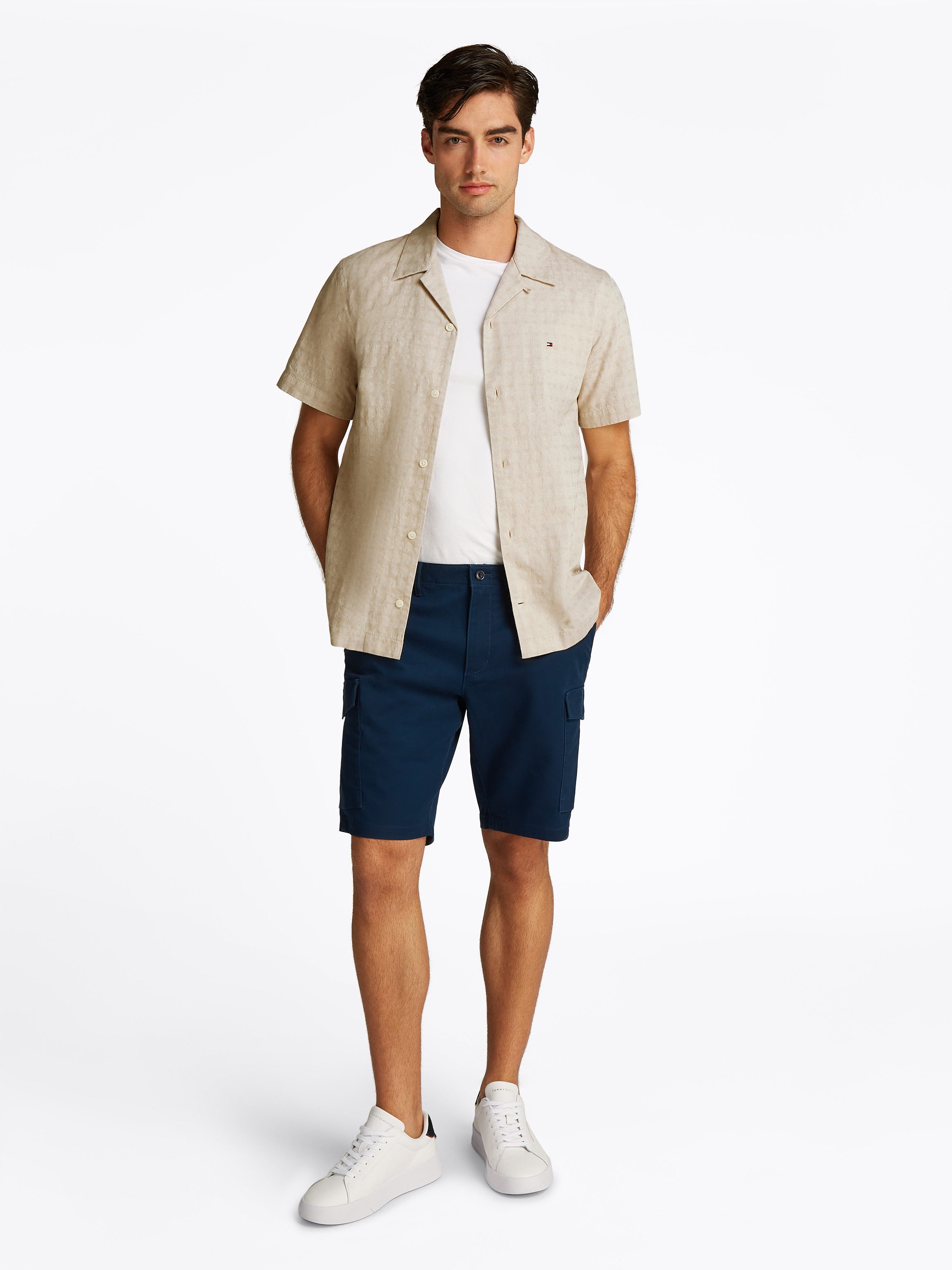 Tommy Hilfiger Overhemd met korte mouwen COTTON LINEN DOBBY SS RF SHIRT