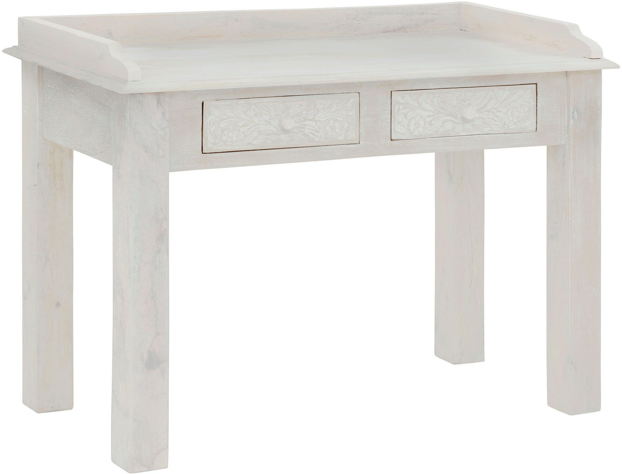 Home affaire Bureau Lavin Mangohout, met decoratief houtsnijwerk, met de hand gemaakt, breedte 111 cm